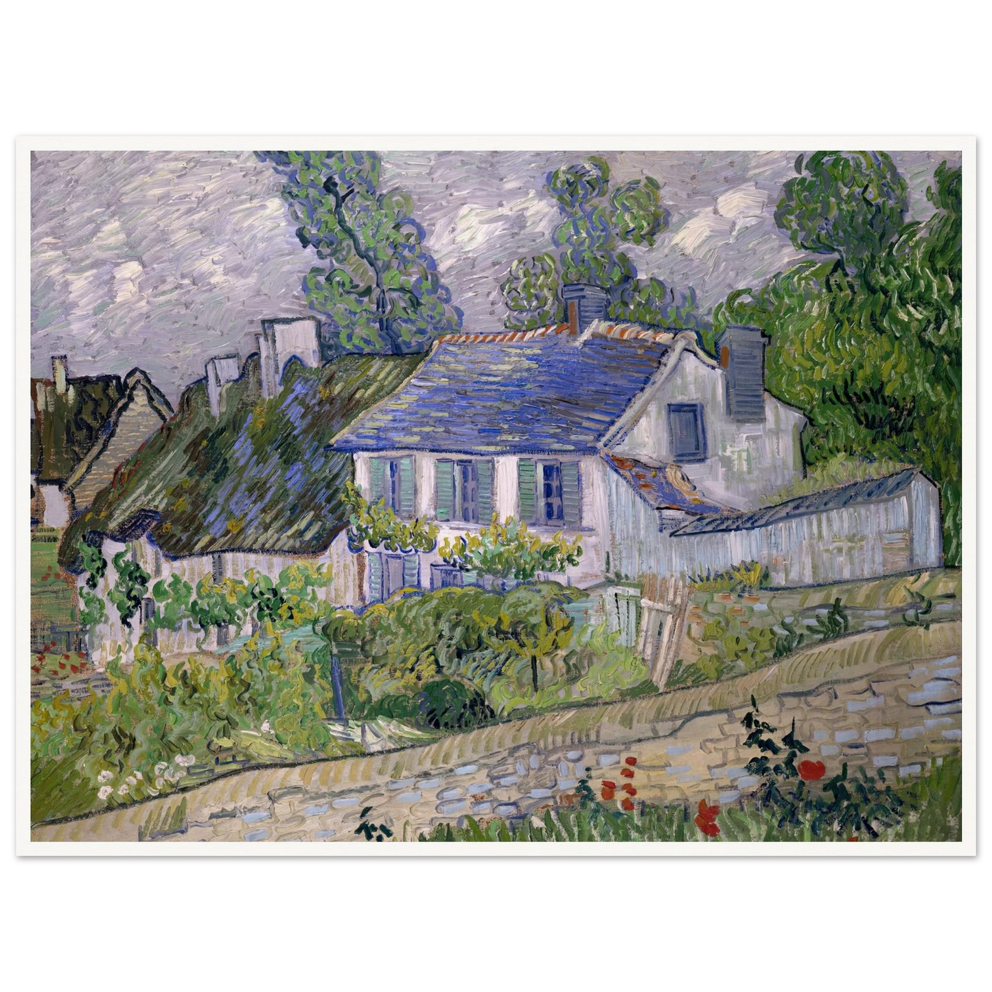 Houses at Auvers Art Print | Vincent van Gogh - Framed Poster - 30x40 cm / 12x16″ - Black frame