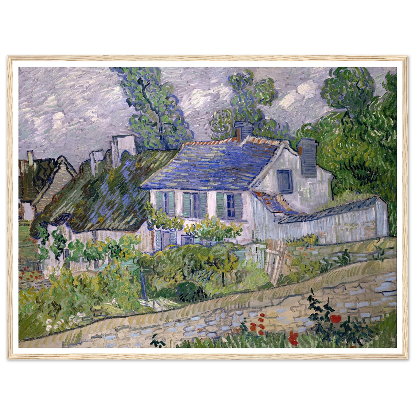 Houses at Auvers Art Print | Vincent van Gogh - Framed Poster - 30x40 cm / 12x16″ - Black frame
