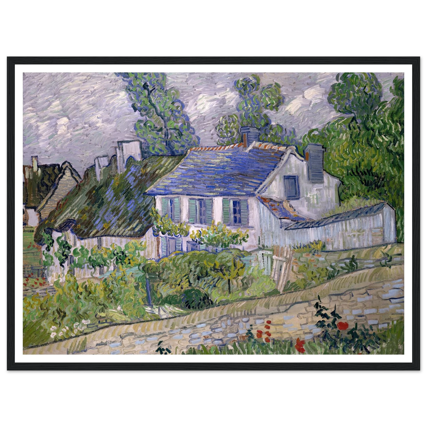 Houses at Auvers Art Print | Vincent van Gogh - Framed Poster - 30x40 cm / 12x16″ - Black frame