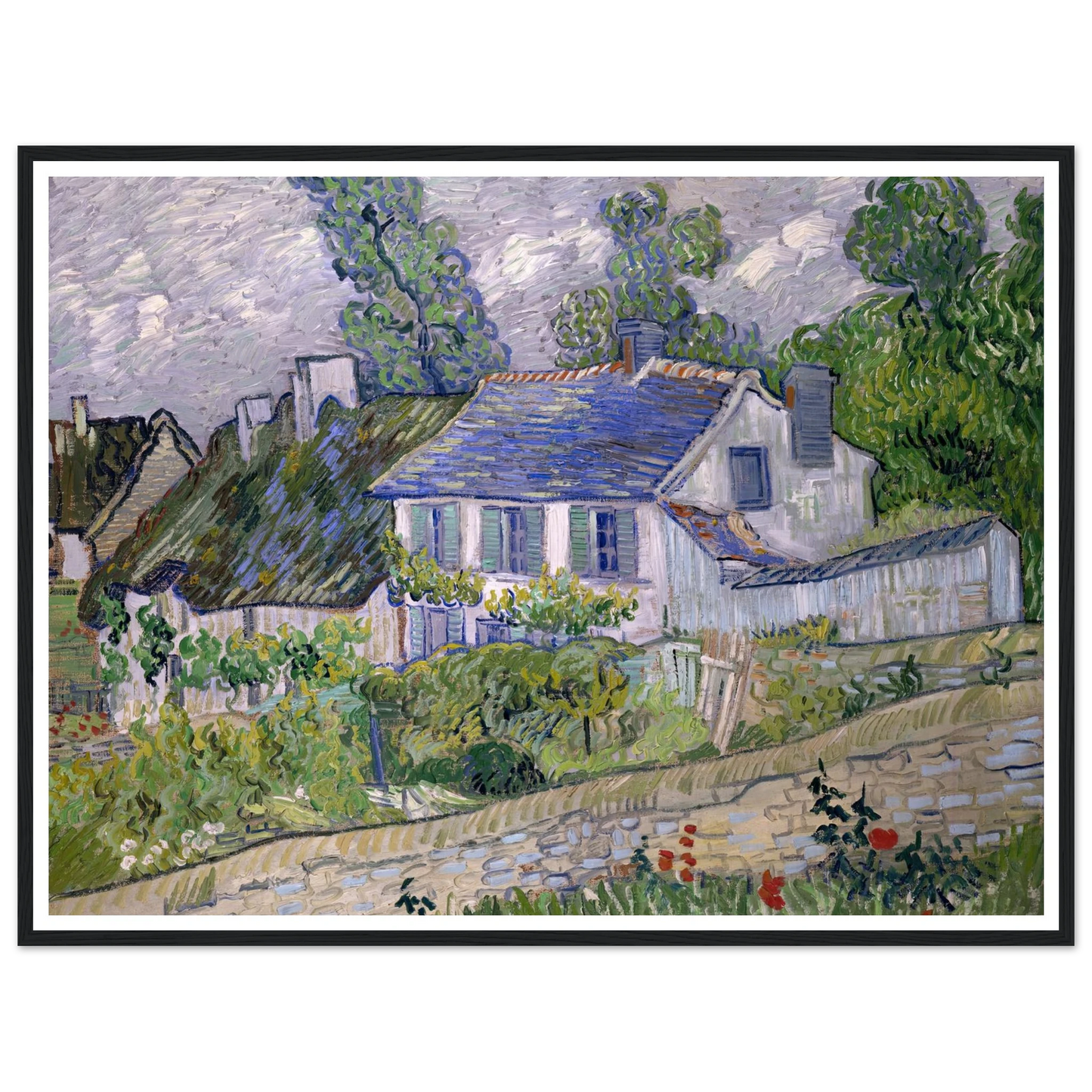 Houses at Auvers Art Print | Vincent van Gogh - Framed Poster - 30x40 cm / 12x16″ - Black frame