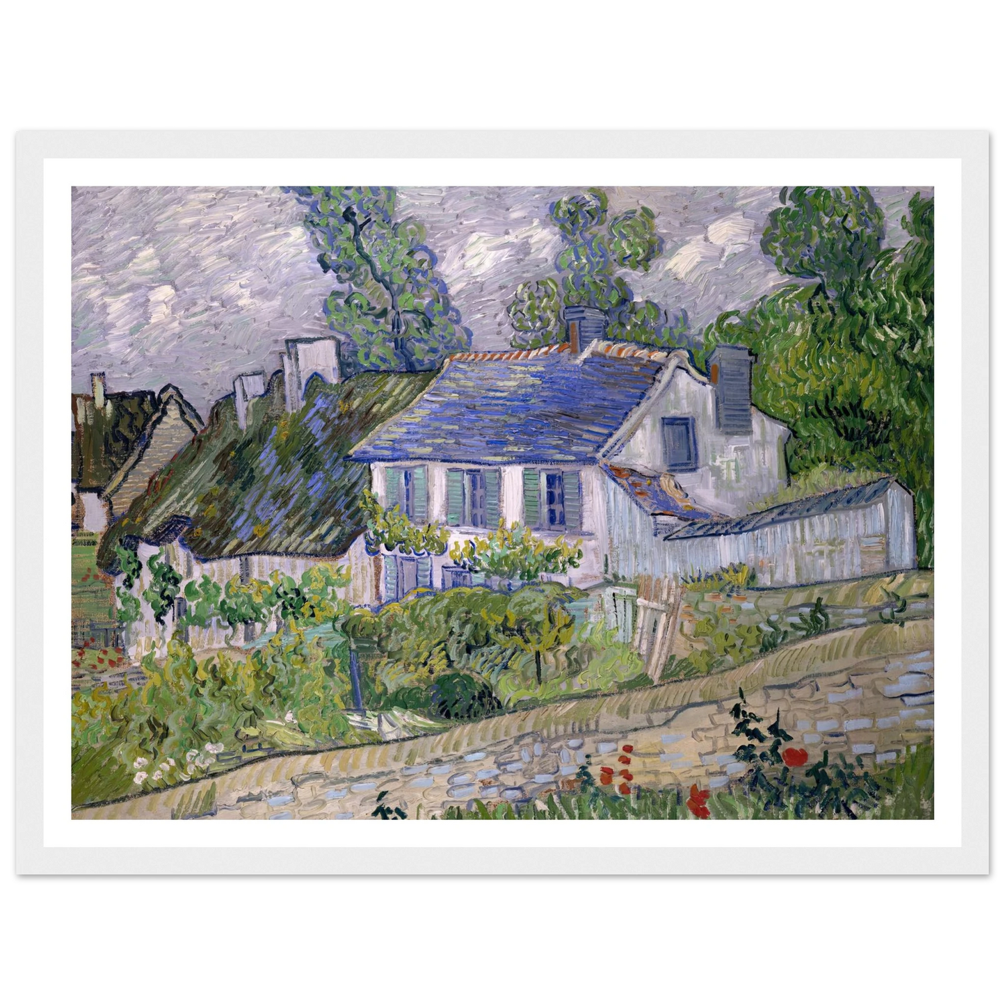 Houses at Auvers Art Print | Vincent van Gogh - Framed Poster - 30x40 cm / 12x16″ - Black frame