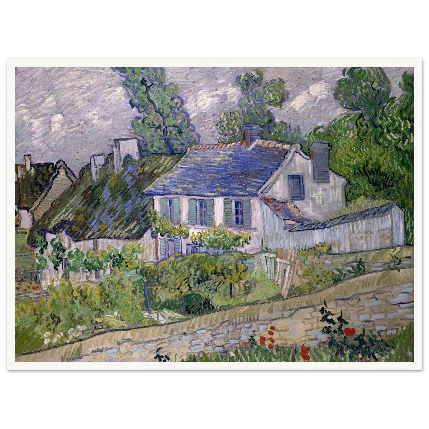 Houses at Auvers Art Print | Vincent van Gogh - Framed Poster - 30x40 cm / 12x16″ - Black frame