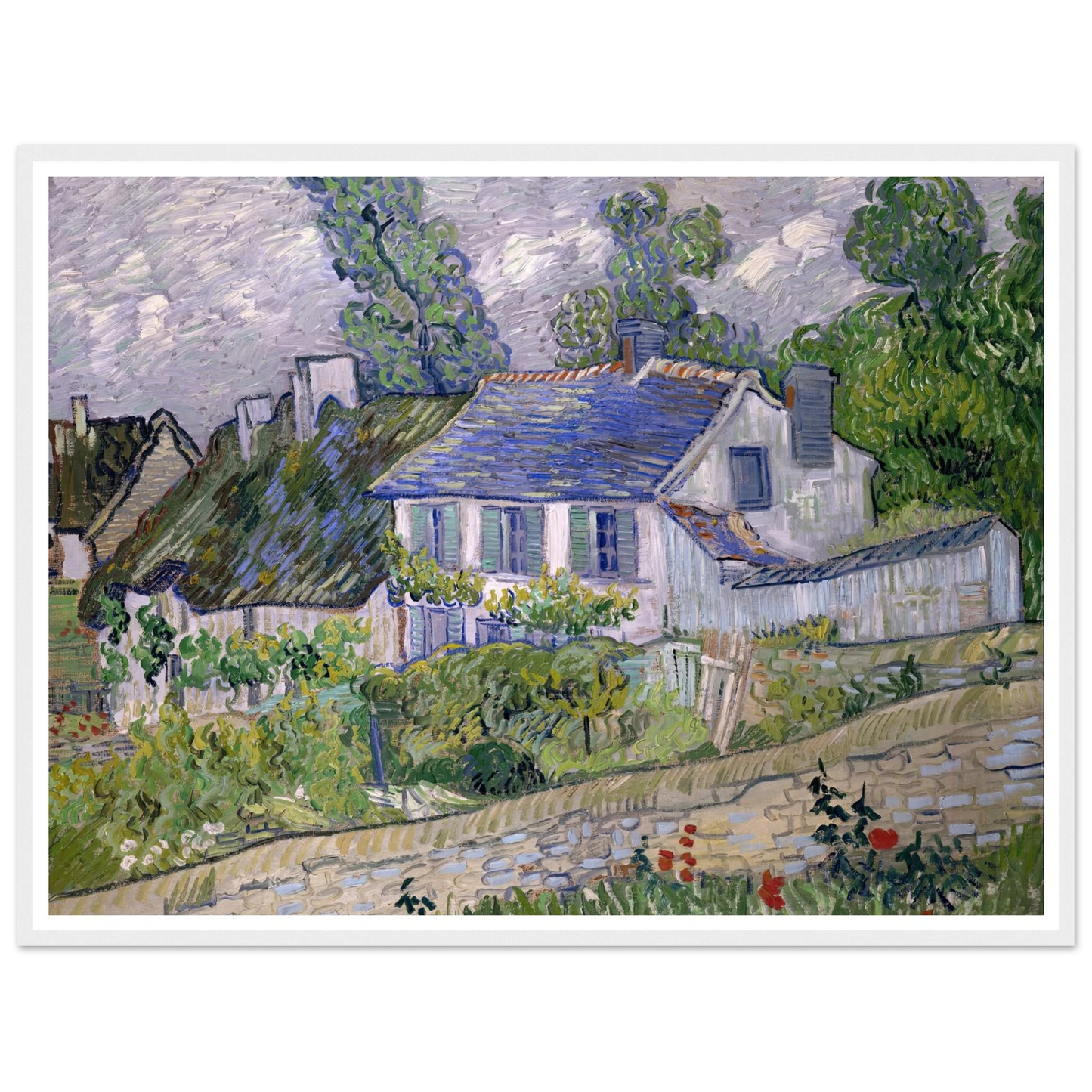 Houses at Auvers Art Print | Vincent van Gogh - Framed Poster - 30x40 cm / 12x16″ - Black frame