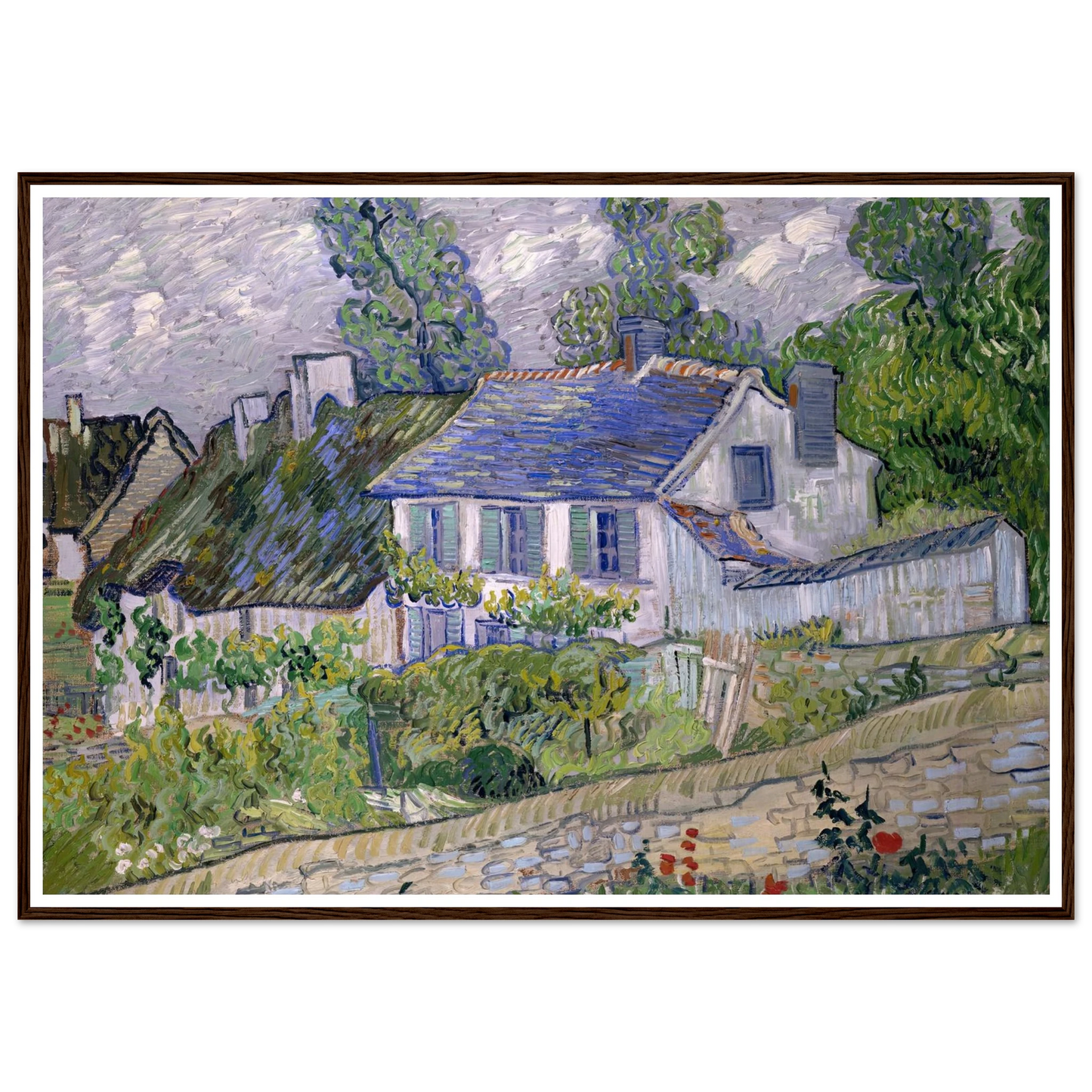 Houses at Auvers Art Print | Vincent van Gogh - Framed Poster - 30x40 cm / 12x16″ - Black frame
