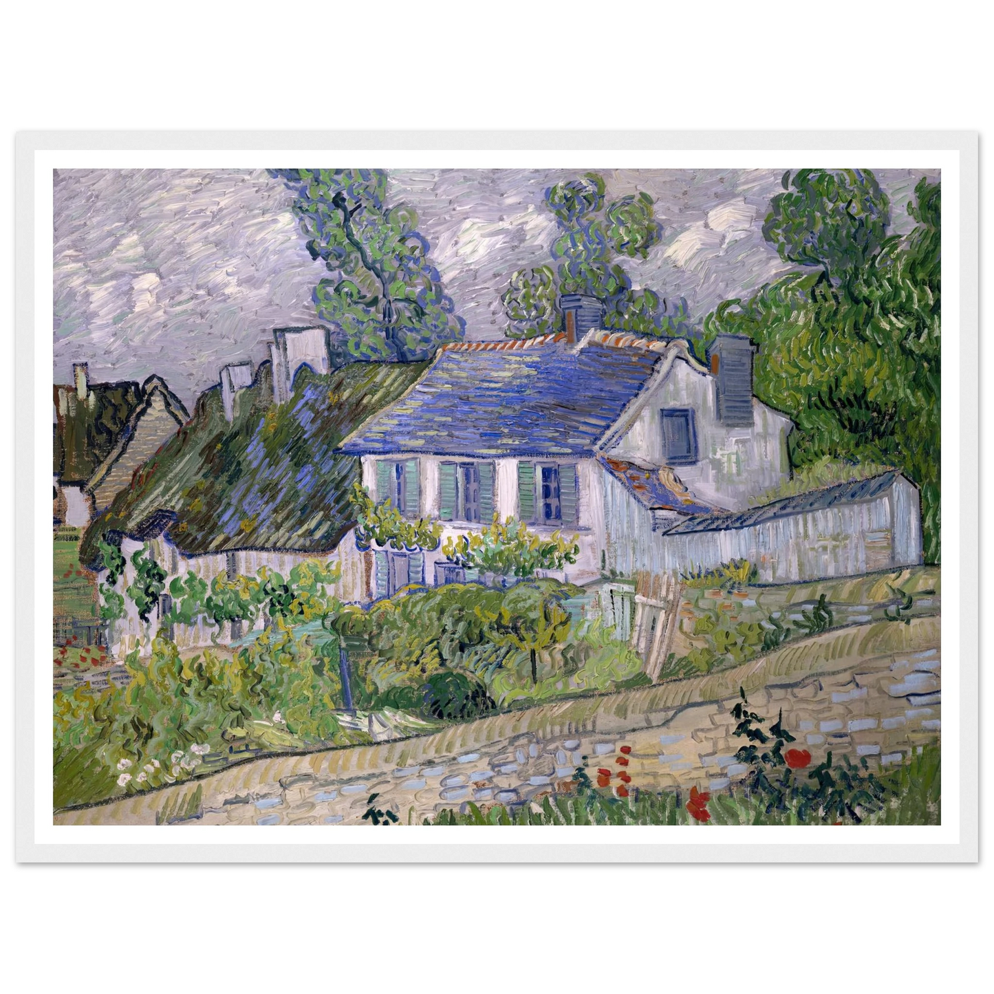 Houses at Auvers Art Print | Vincent van Gogh - Framed Poster - 30x40 cm / 12x16″ - Black frame