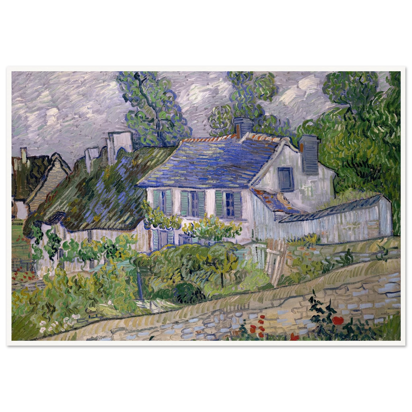 Houses at Auvers Art Print | Vincent van Gogh - Framed Poster - 30x40 cm / 12x16″ - Black frame