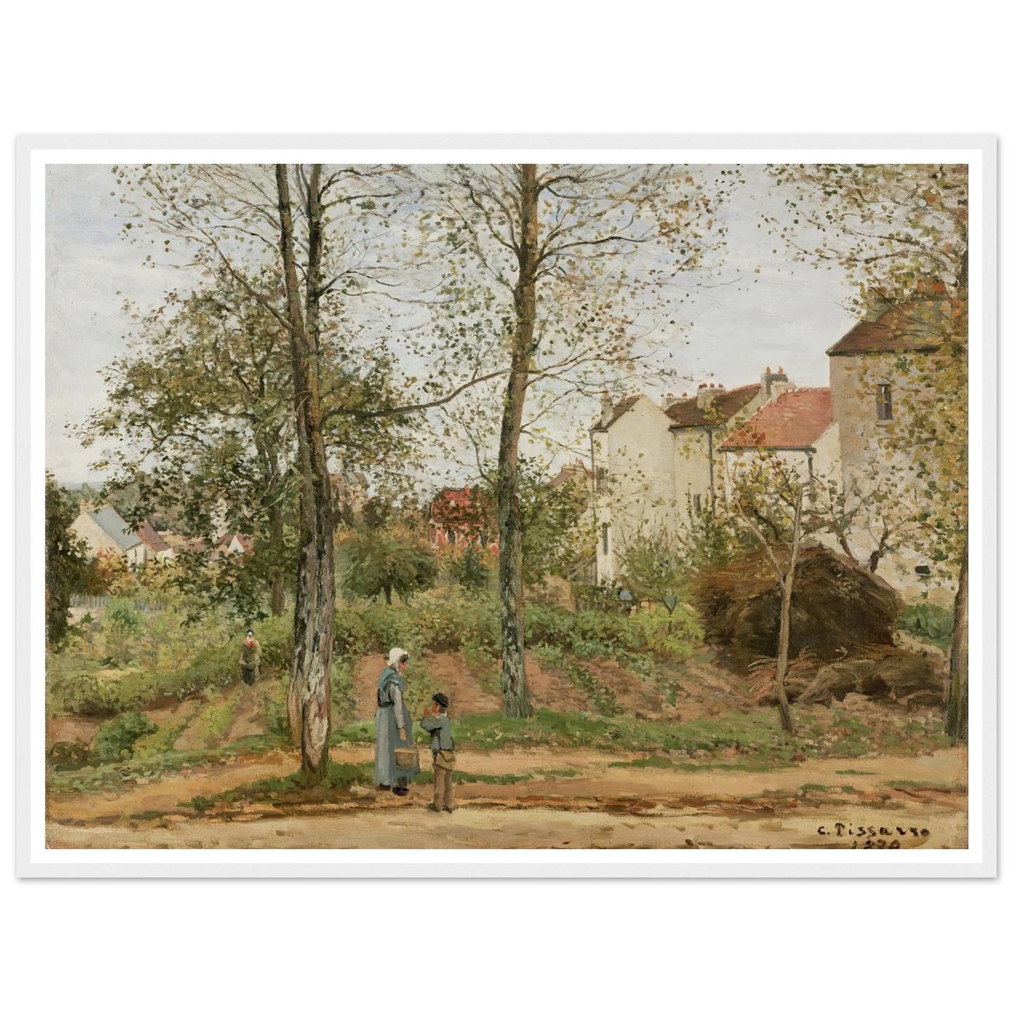 Houses at Bougival (Autumn) Art Print | Camille Pissarro - Framed Poster - 30x40 cm / 12x16″ - Black frame