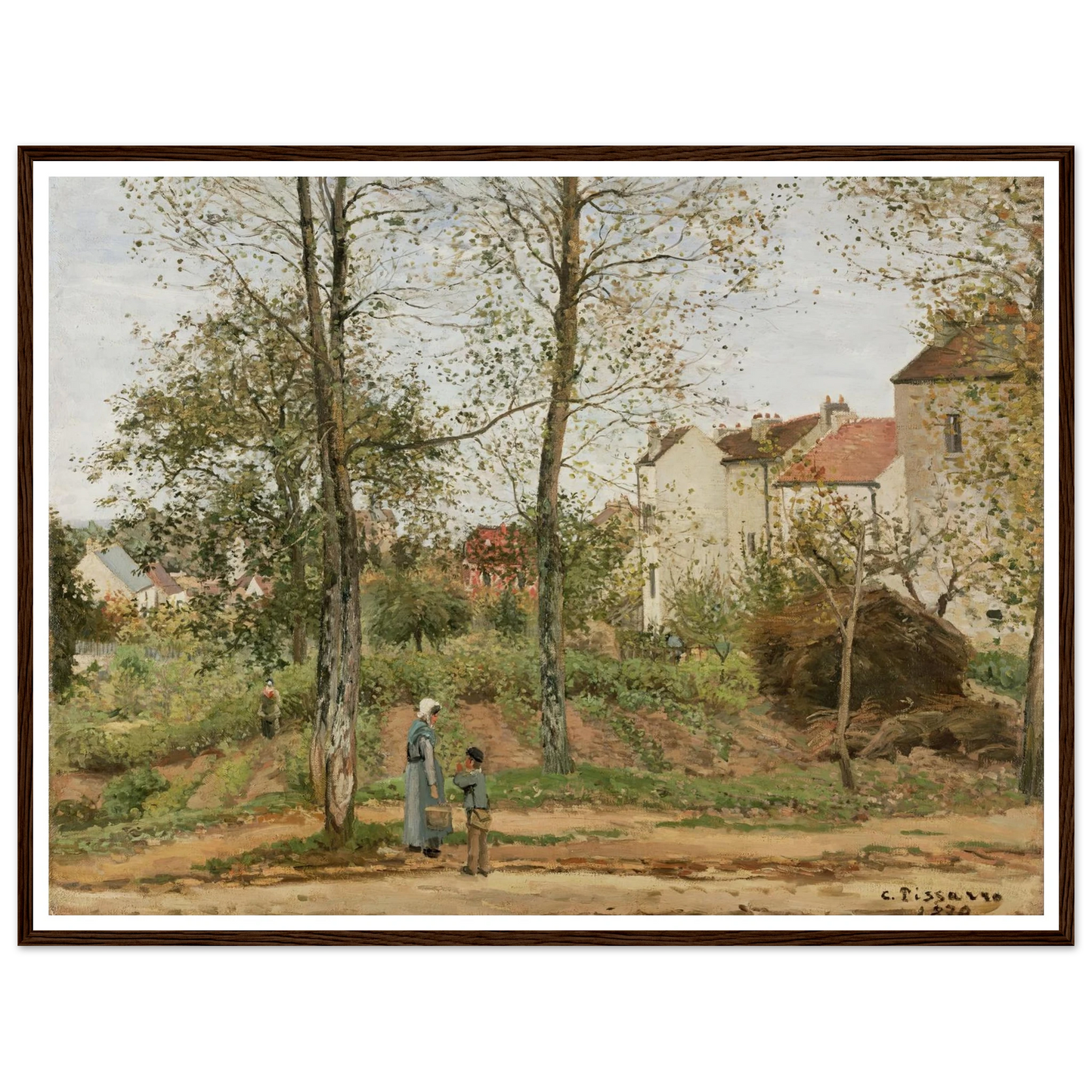 Houses at Bougival (Autumn) Art Print | Camille Pissarro - Framed Poster - 30x40 cm / 12x16″ - Black frame