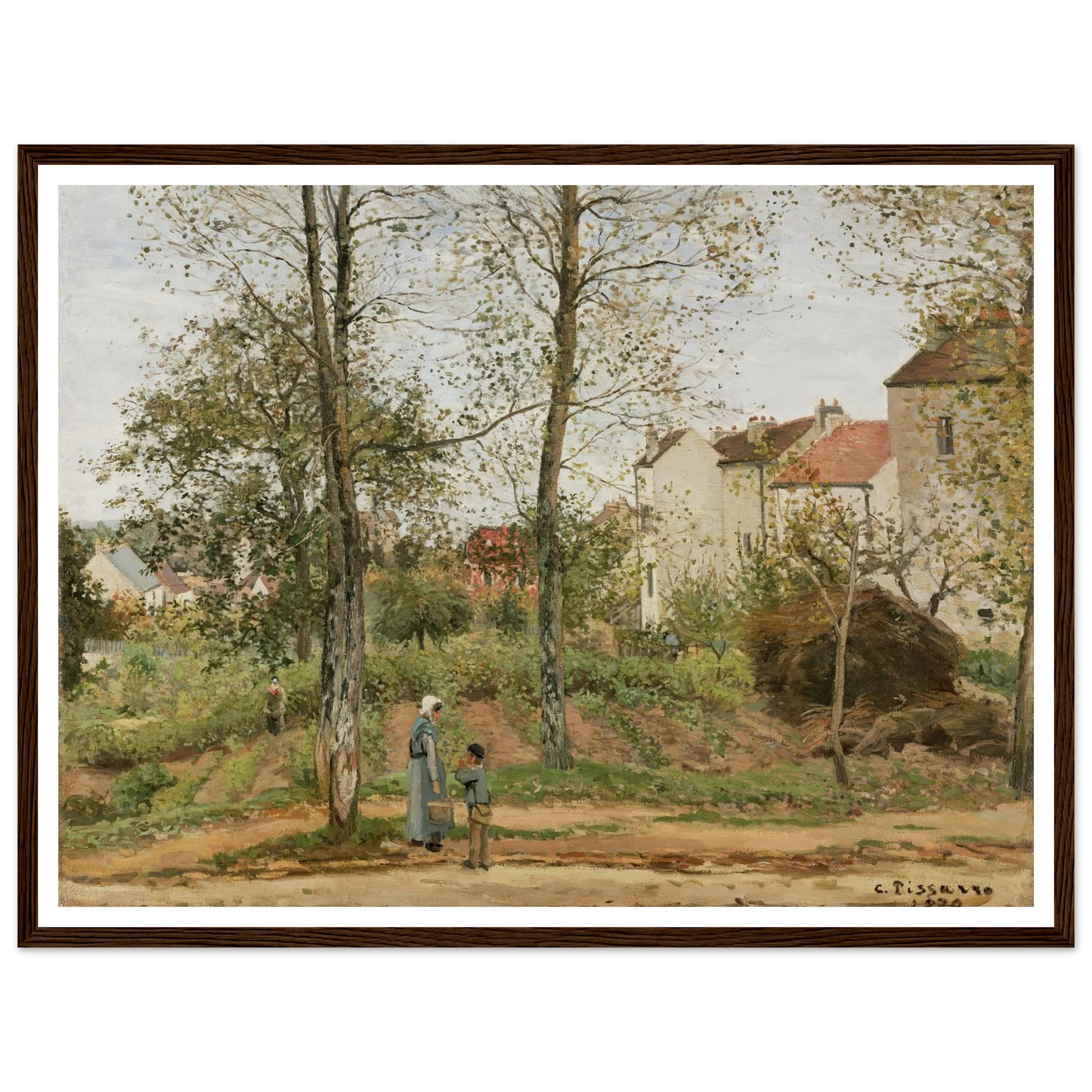 Houses at Bougival (Autumn) Art Print | Camille Pissarro - Framed Poster - 30x40 cm / 12x16″ - Black frame
