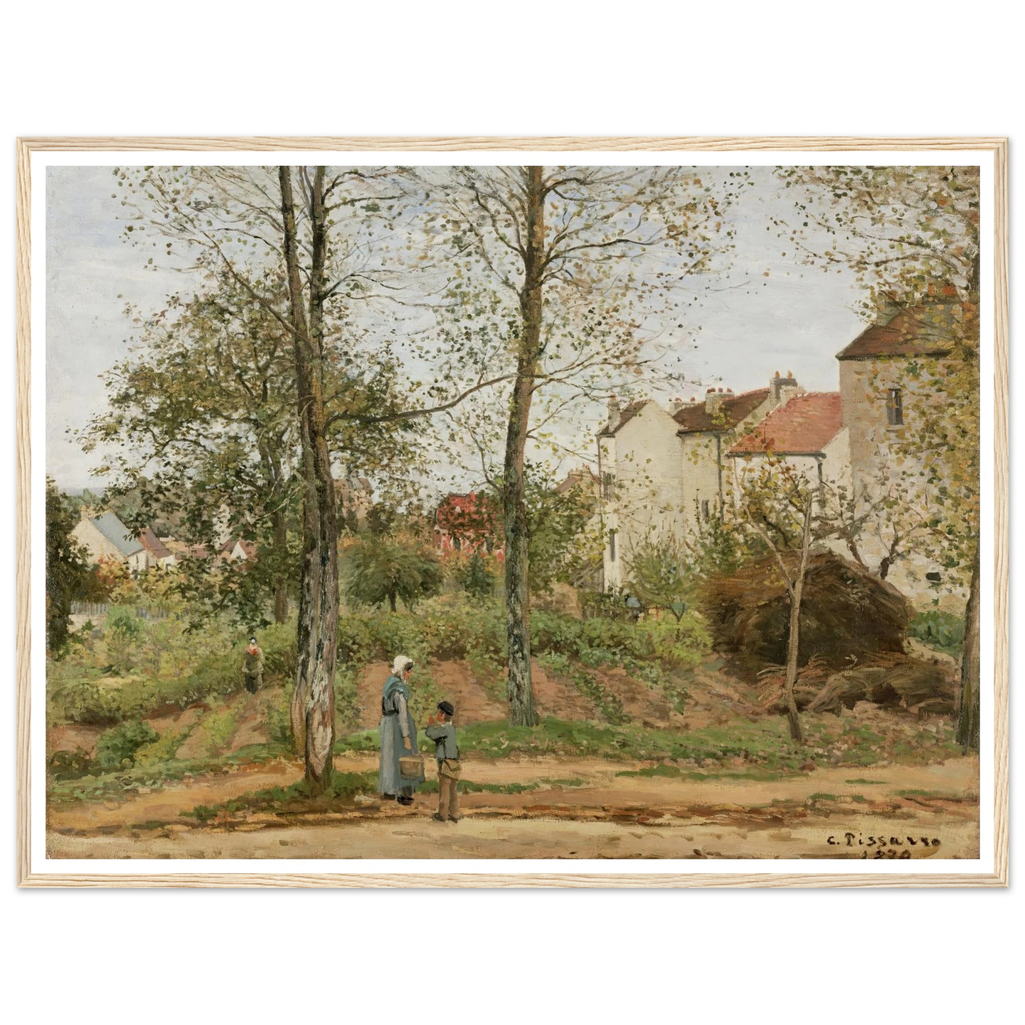 Houses at Bougival (Autumn) Art Print | Camille Pissarro - Framed Poster - 30x40 cm / 12x16″ - Black frame