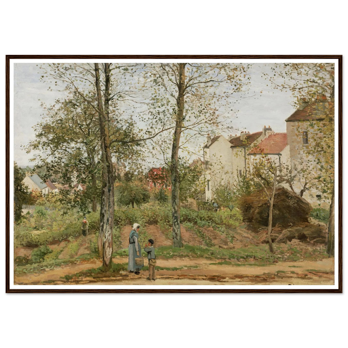 Houses at Bougival (Autumn) Art Print | Camille Pissarro - Framed Poster - 30x40 cm / 12x16″ - Black frame