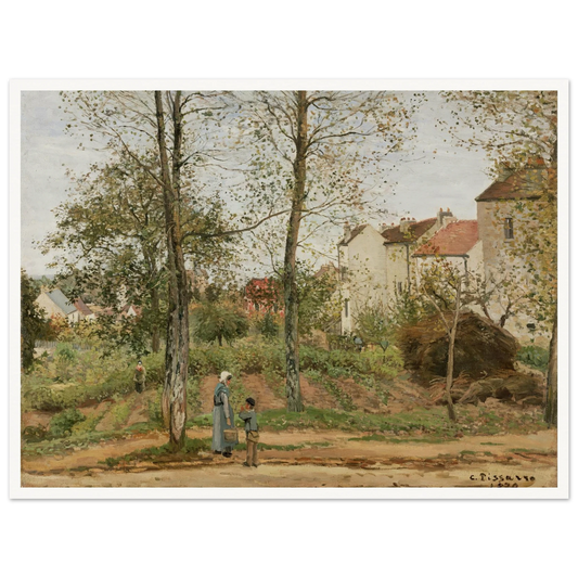 Houses at Bougival (Autumn) Art Print | Camille Pissarro - Framed Poster - 30x40 cm / 12x16″ - Black frame