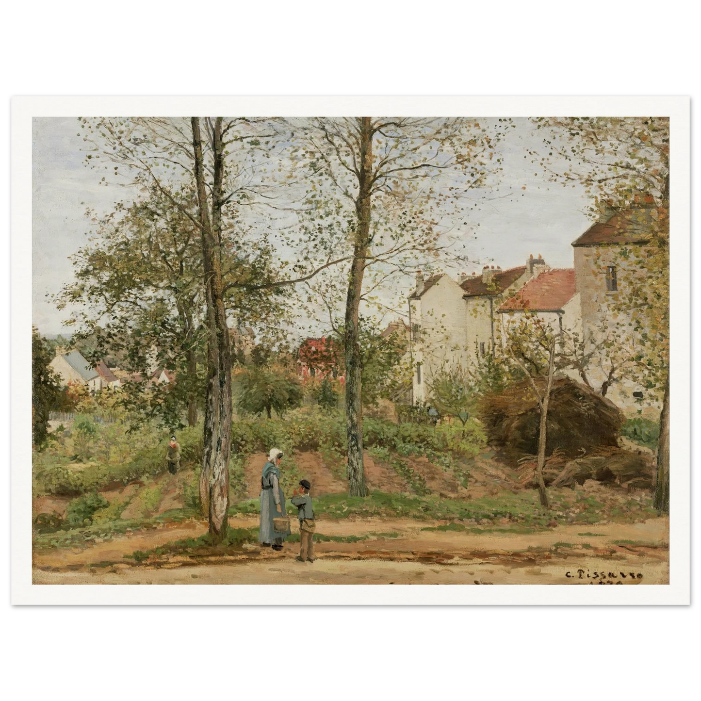 Houses at Bougival (Autumn) Art Print | Camille Pissarro - Framed Poster - 30x40 cm / 12x16″ - Black frame