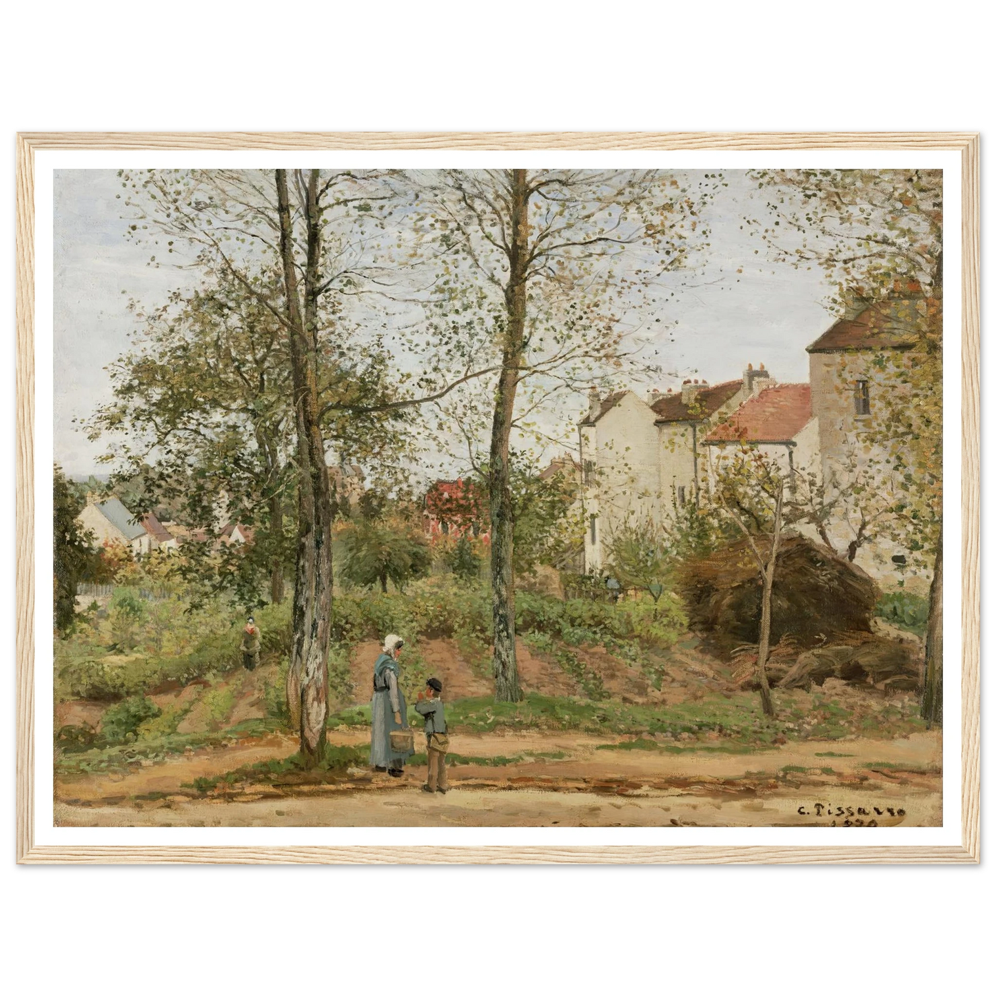 Houses at Bougival (Autumn) Art Print | Camille Pissarro - Framed Poster - 30x40 cm / 12x16″ - Black frame