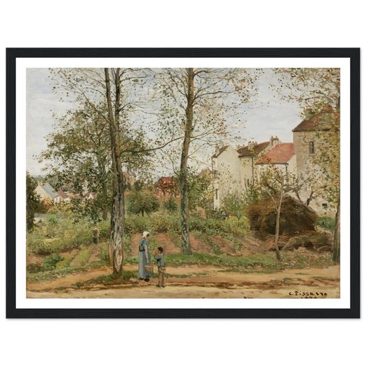 Houses at Bougival (Autumn) Art Print | Camille Pissarro - Framed Poster - 30x40 cm / 12x16″ - Black frame