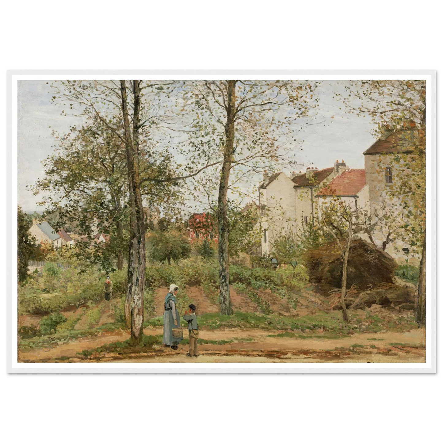 Houses at Bougival (Autumn) Art Print | Camille Pissarro - Framed Poster - 30x40 cm / 12x16″ - Black frame