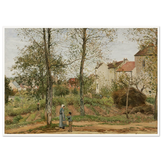 Houses at Bougival (Autumn) Art Print | Camille Pissarro - Framed Poster - 30x40 cm / 12x16″ - Black frame