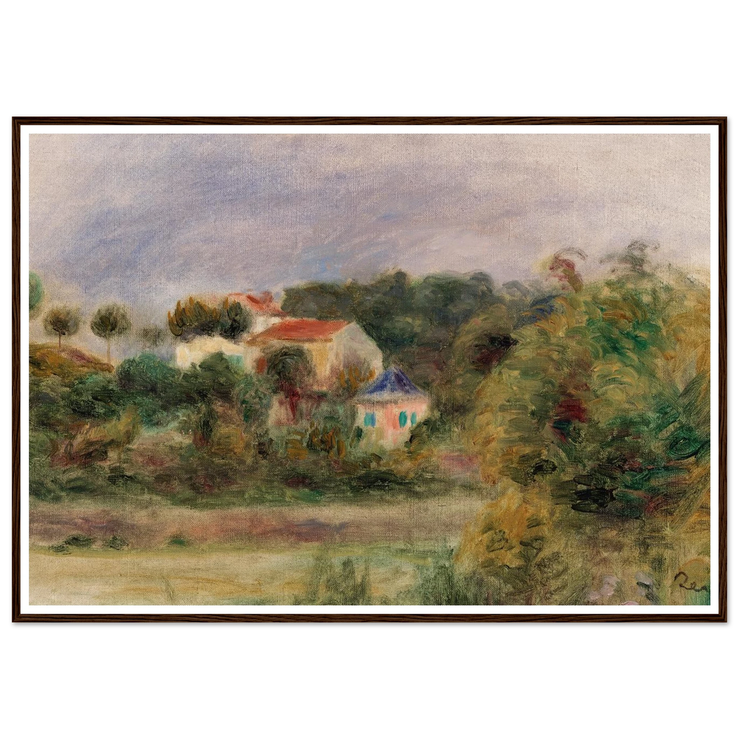 Houses in a Park (Maisons dans un parc) (c. 1911) Art Print | Pierre Auguste Renoir - Framed Poster - 30x40 cm / 12x16″ - Black frame