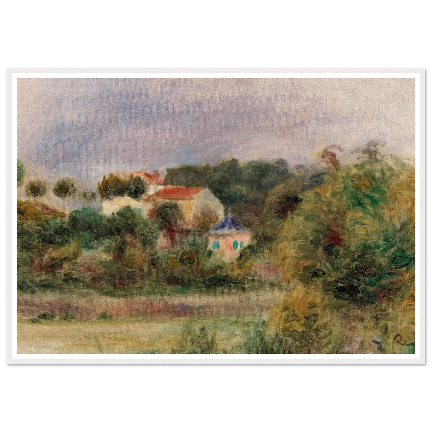 Houses in a Park (Maisons dans un parc) (c. 1911) Art Print | Pierre Auguste Renoir - Framed Poster - 30x40 cm / 12x16″ - Black frame