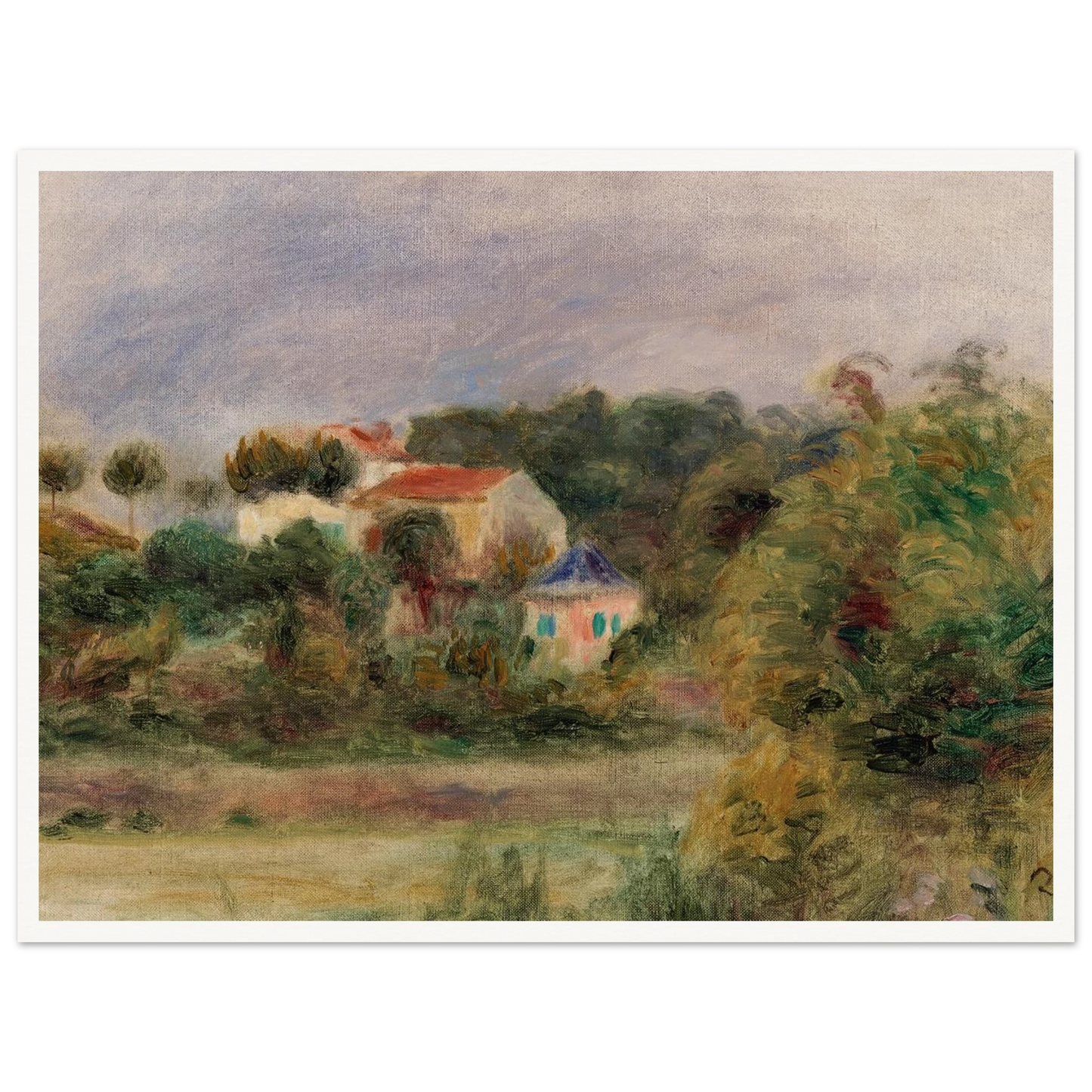Houses in a Park (Maisons dans un parc) (c. 1911) Art Print | Pierre Auguste Renoir - Framed Poster - 30x40 cm / 12x16″ - Black frame