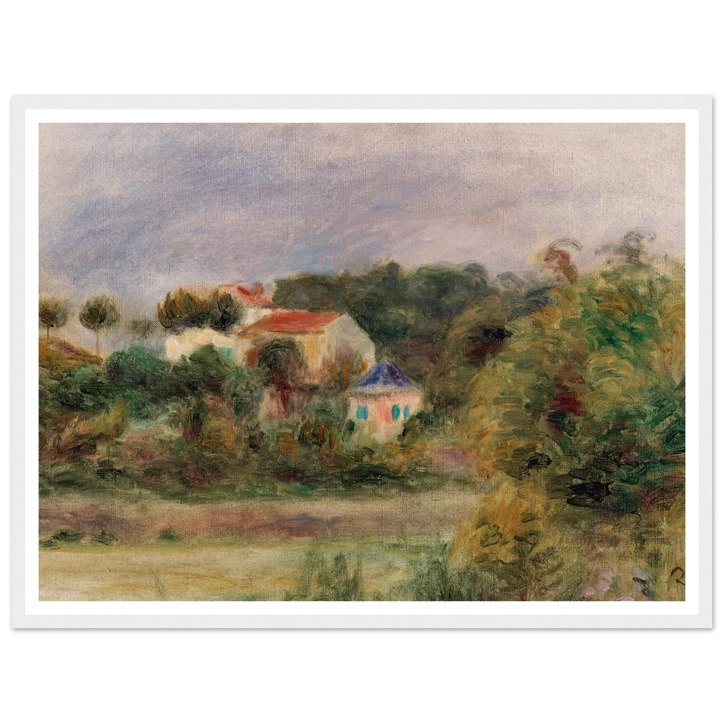 Houses in a Park (Maisons dans un parc) (c. 1911) Art Print | Pierre Auguste Renoir - Framed Poster - 30x40 cm / 12x16″ - Black frame