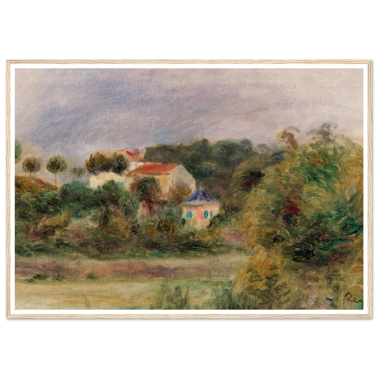 Houses in a Park (Maisons dans un parc) (c. 1911) Art Print | Pierre Auguste Renoir - Framed Poster - 30x40 cm / 12x16″ - Black frame