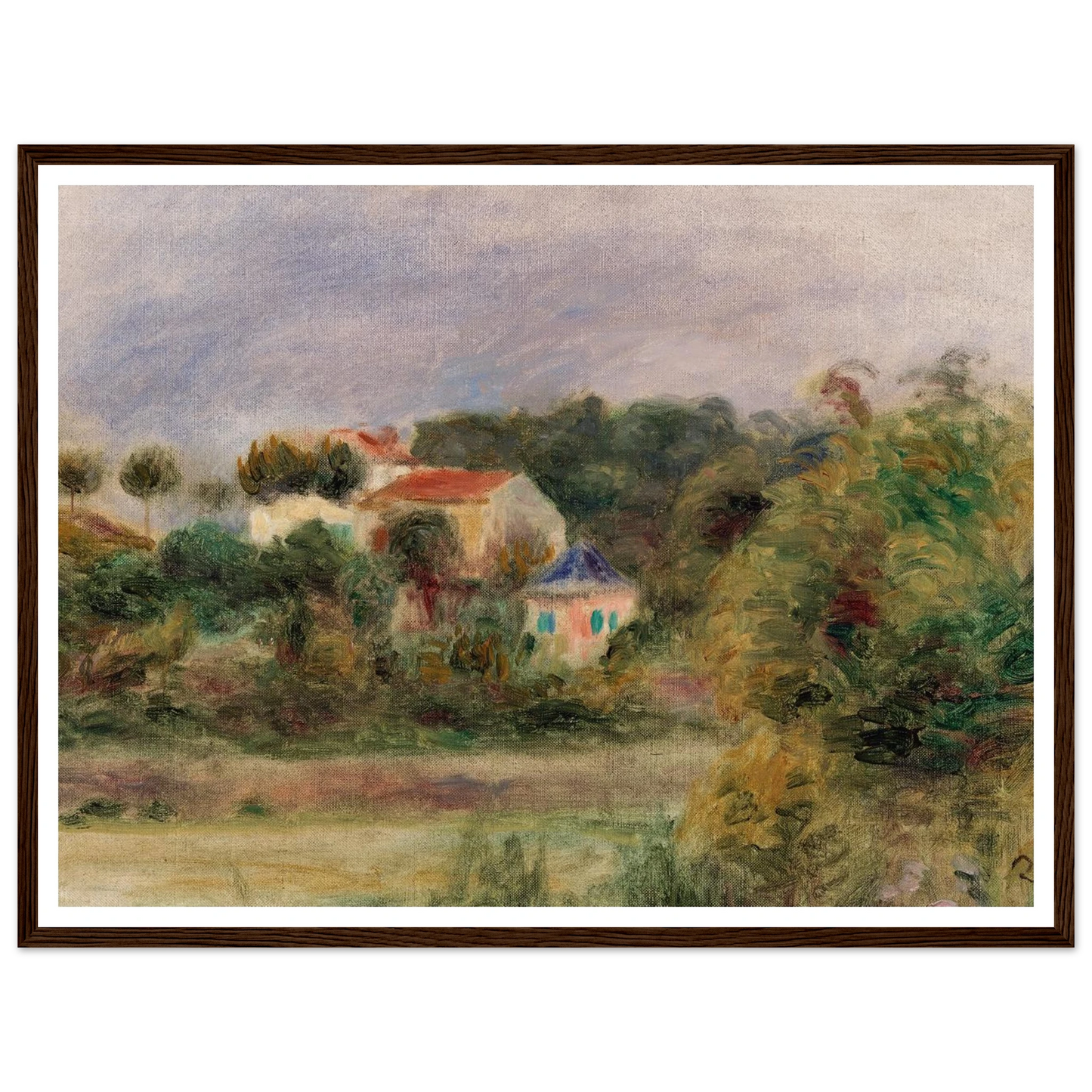 Houses in a Park (Maisons dans un parc) (c. 1911) Art Print | Pierre Auguste Renoir - Framed Poster - 30x40 cm / 12x16″ - Black frame