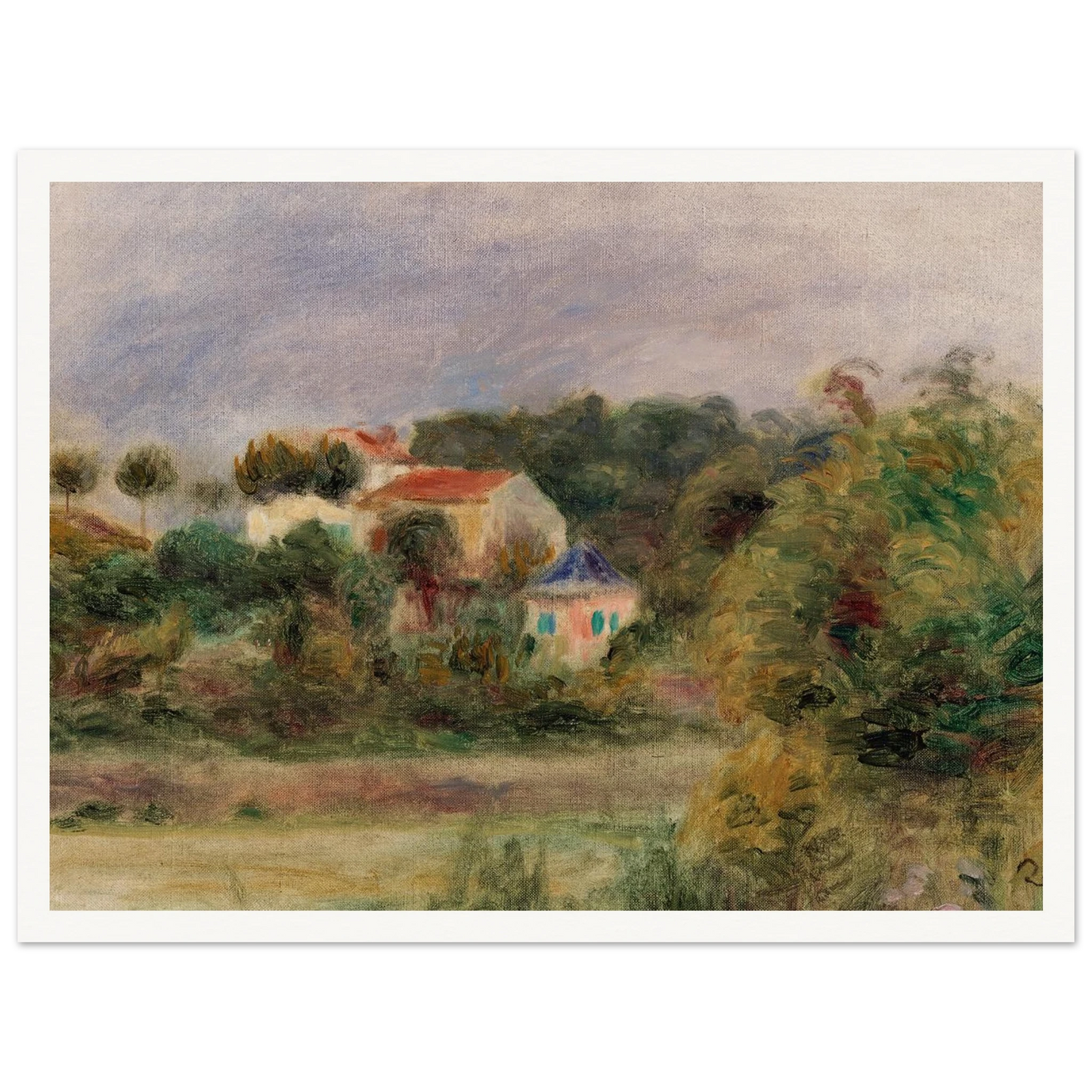 Houses in a Park (Maisons dans un parc) (c. 1911) Art Print | Pierre Auguste Renoir - Framed Poster - 30x40 cm / 12x16″ - Black frame