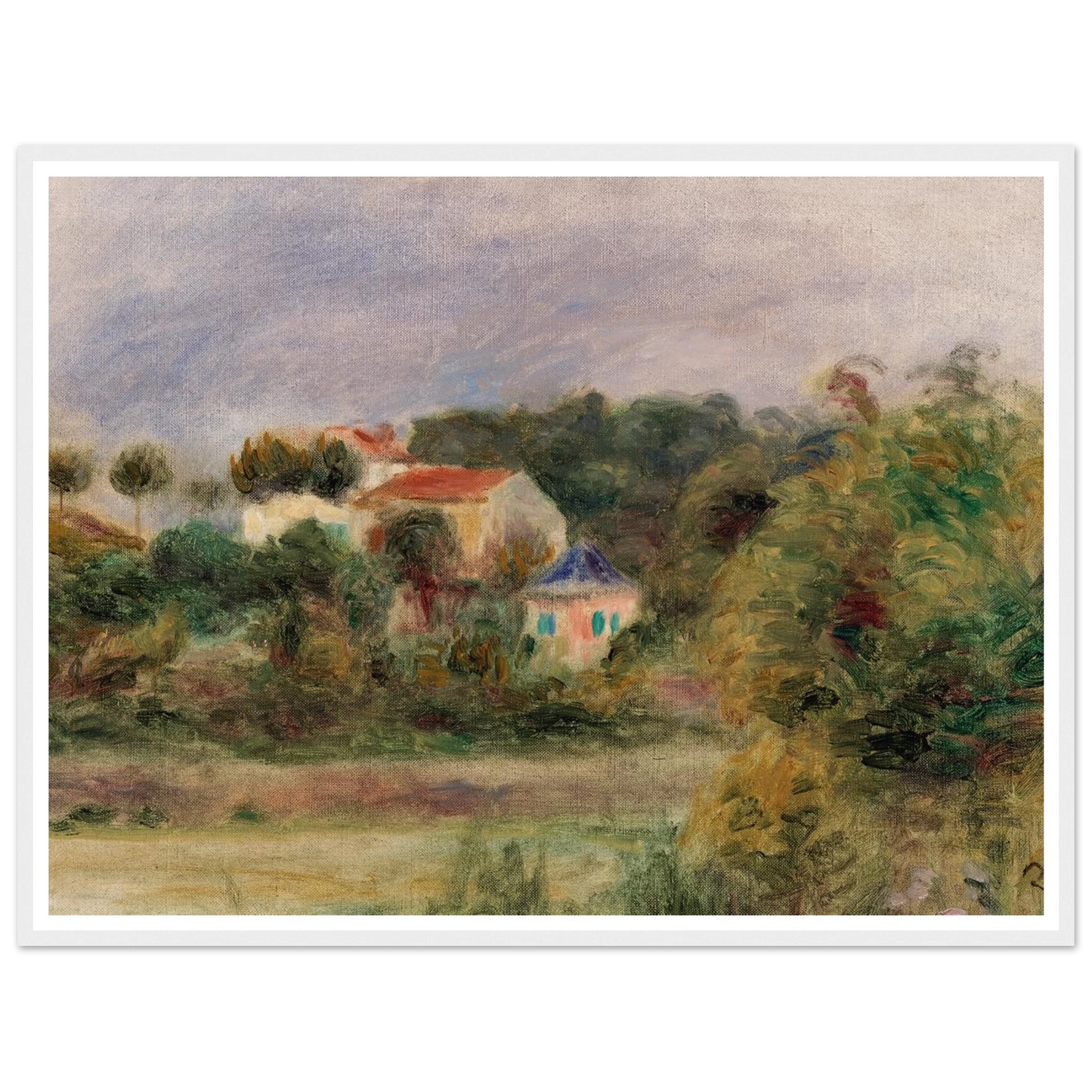 Houses in a Park (Maisons dans un parc) (c. 1911) Art Print | Pierre Auguste Renoir - Framed Poster - 30x40 cm / 12x16″ - Black frame