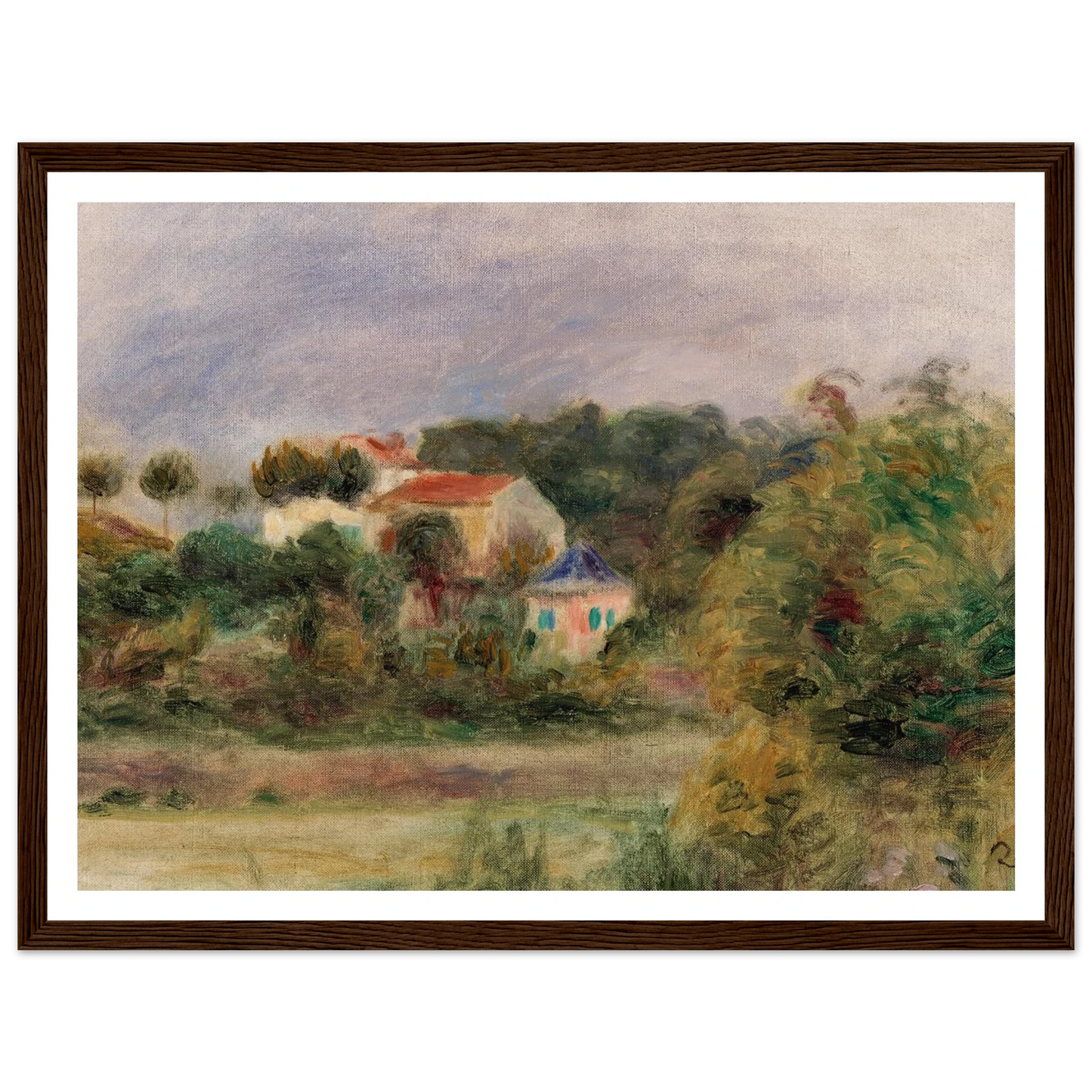 Houses in a Park (Maisons dans un parc) (c. 1911) Art Print | Pierre Auguste Renoir - Framed Poster - 30x40 cm / 12x16″ - Black frame