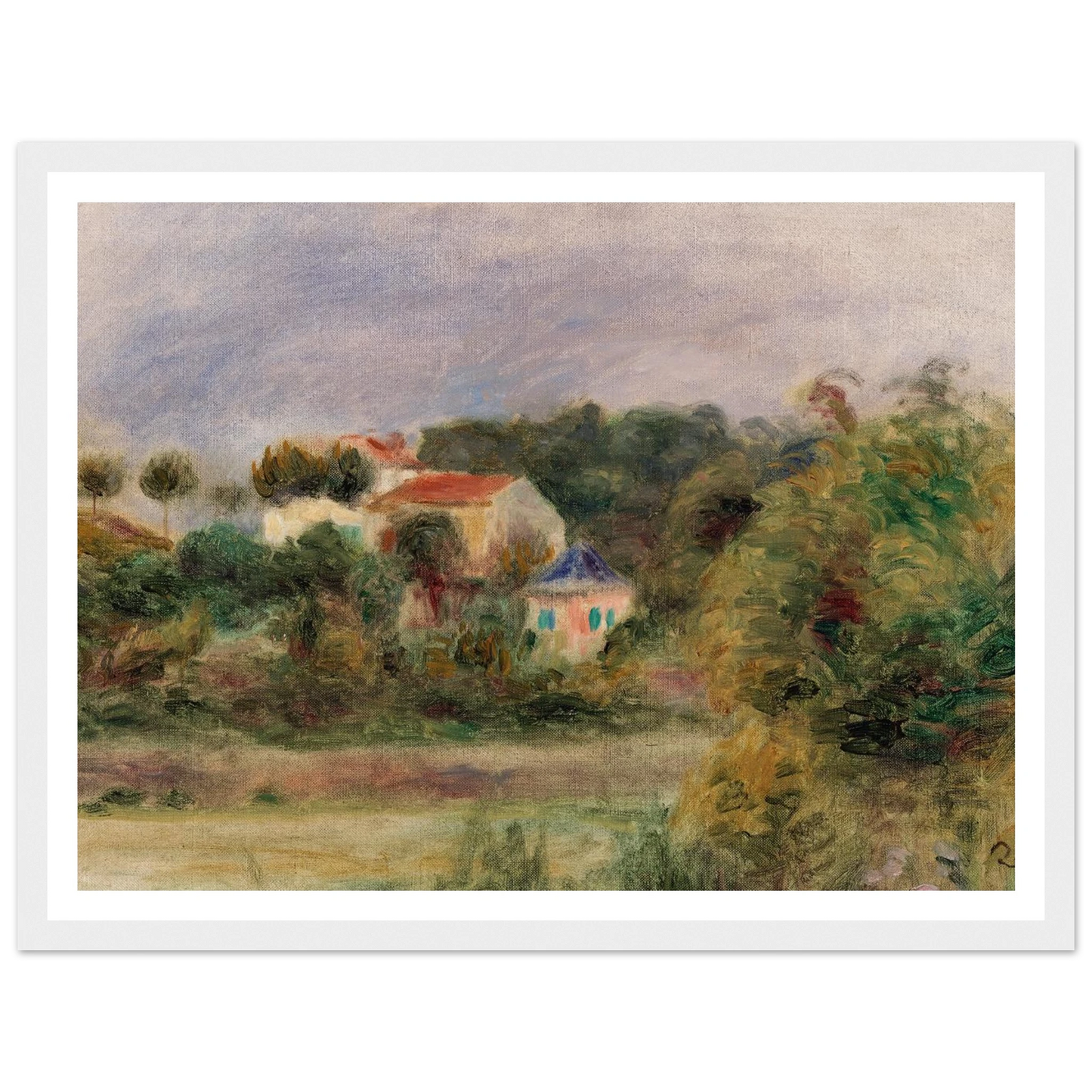 Houses in a Park (Maisons dans un parc) (c. 1911) Art Print | Pierre Auguste Renoir - Framed Poster - 30x40 cm / 12x16″ - Black frame
