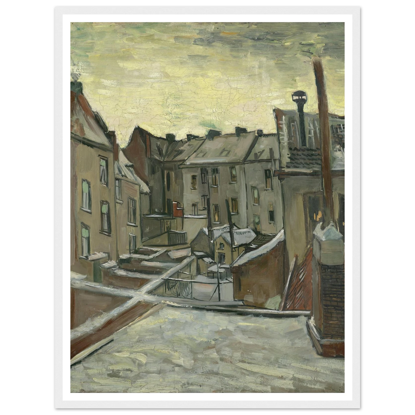 Houses seen from the back (1885 - 1886) Art Print | Vincent van Gogh - Framed Poster - 30x40 cm / 12x16″ - Black frame
