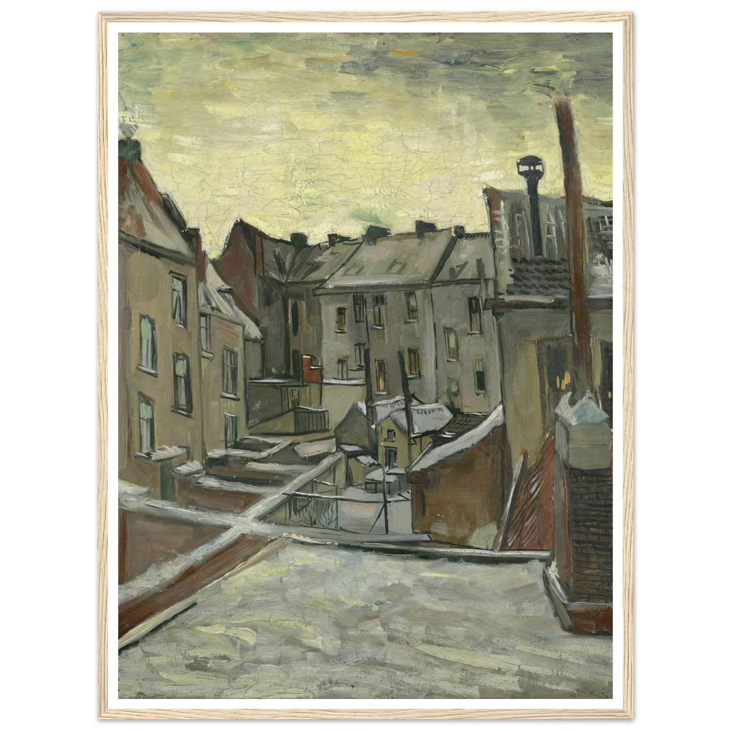 Houses seen from the back (1885 - 1886) Art Print | Vincent van Gogh - Framed Poster - 30x40 cm / 12x16″ - Black frame