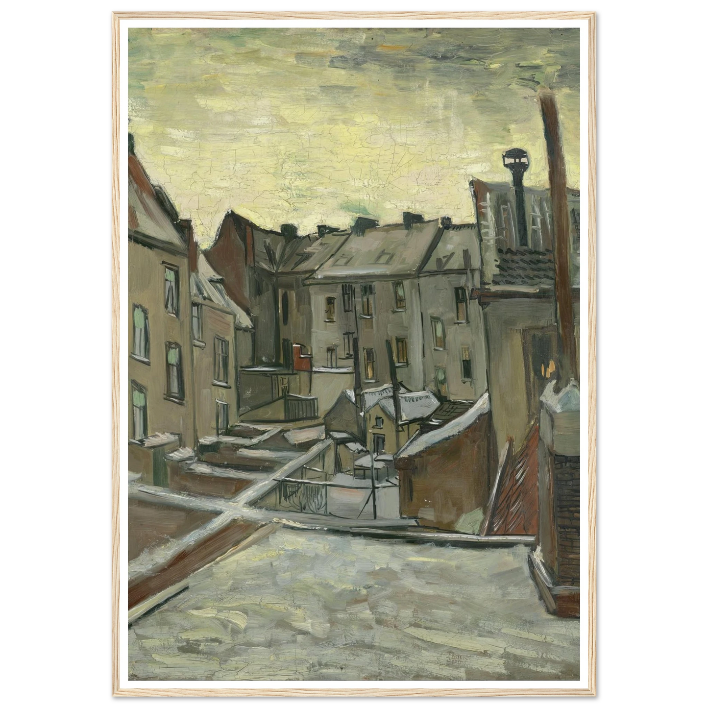 Houses seen from the back (1885 - 1886) Art Print | Vincent van Gogh - Framed Poster - 30x40 cm / 12x16″ - Black frame