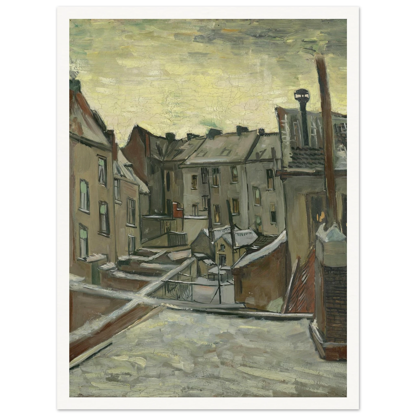 Houses seen from the back (1885 - 1886) Art Print | Vincent van Gogh - Framed Poster - 30x40 cm / 12x16″ - Black frame