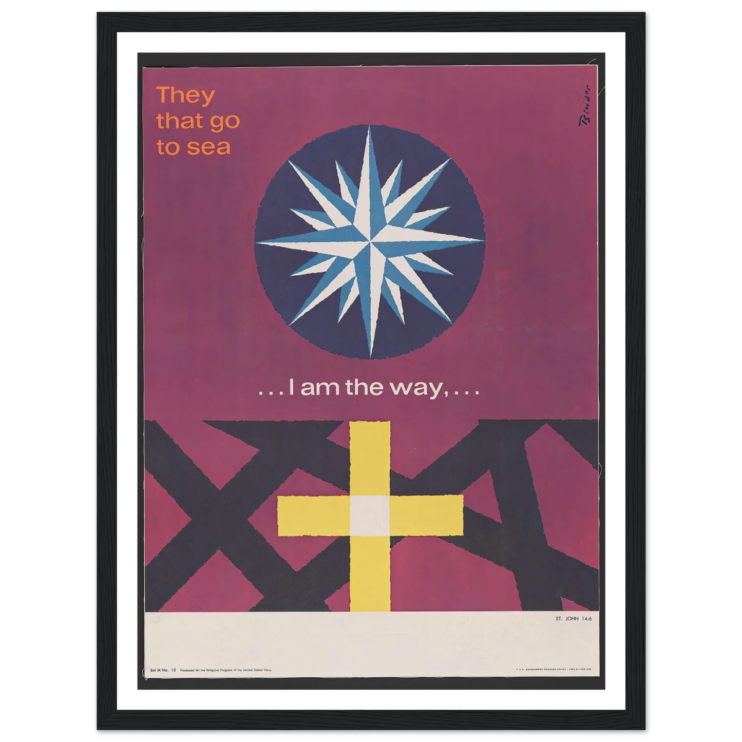 I am the way… St. John 14_6 (1963) Art Print | Joseph Binder - Framed Poster - 30x40 cm / 12x16″ - Black frame