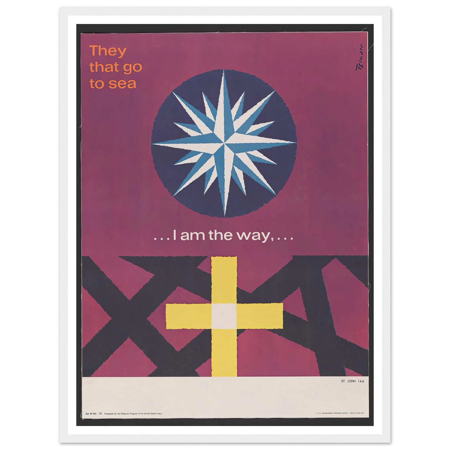 I am the way… St. John 14_6 (1963) Art Print | Joseph Binder - Framed Poster - 30x40 cm / 12x16″ - Black frame