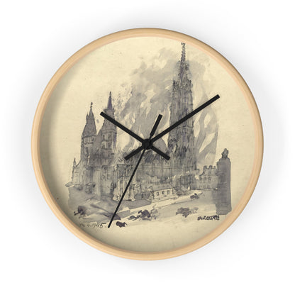 I. Stephanskirche Wall Clock | Oskar Laske - Black - Wooden Base - 10"