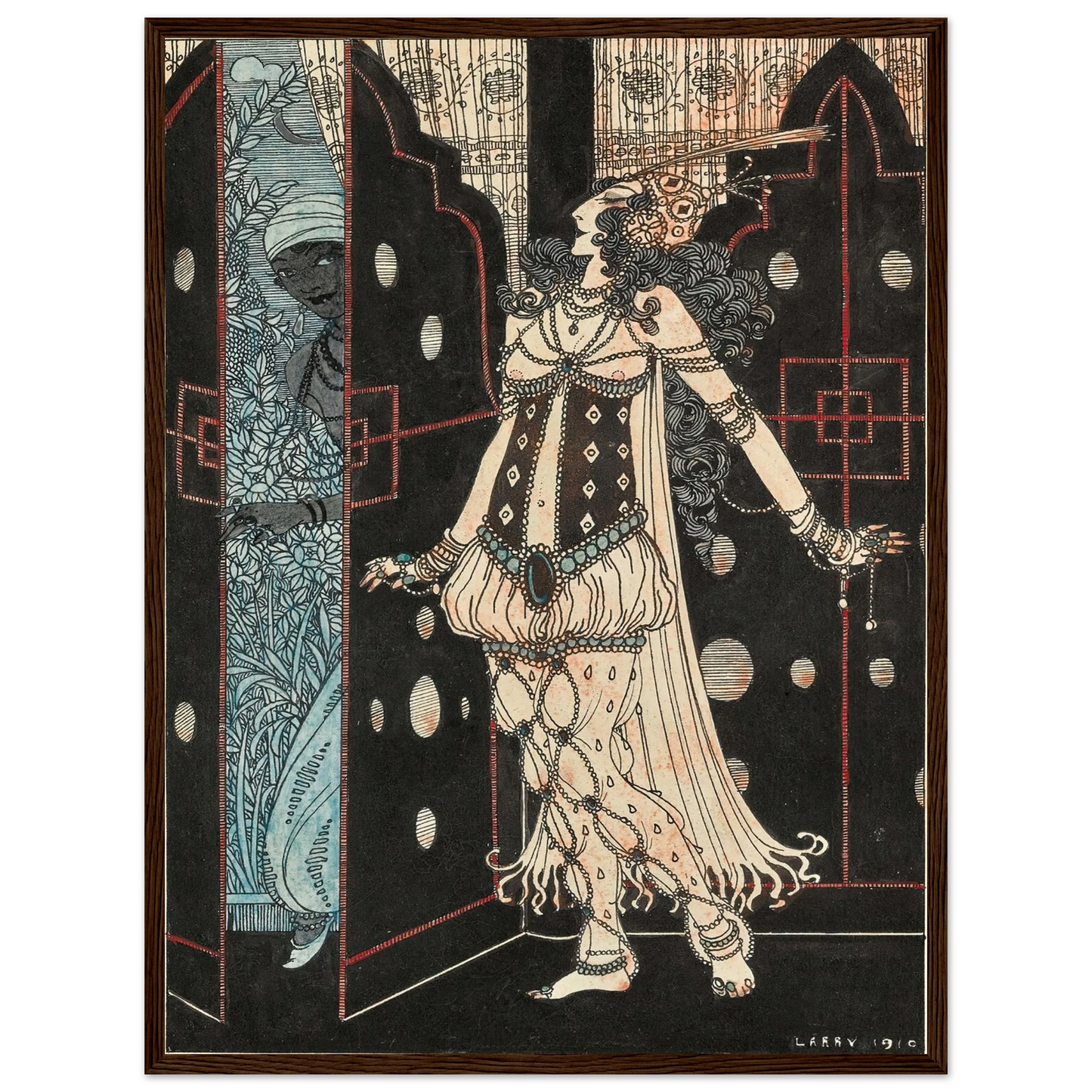 Ida Rubinstein and Vaslav Nijinsky in Scheherazade (1910) Art Print | George Barbier - Framed Poster - 30x40 cm / 12x16″ - Black frame
