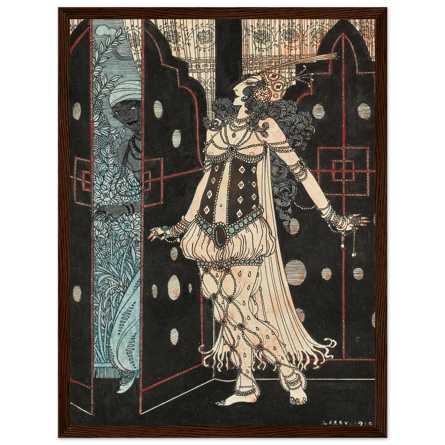 Ida Rubinstein and Vaslav Nijinsky in Scheherazade (1910) Art Print | George Barbier - Framed Poster - 30x40 cm / 12x16″ - Black frame