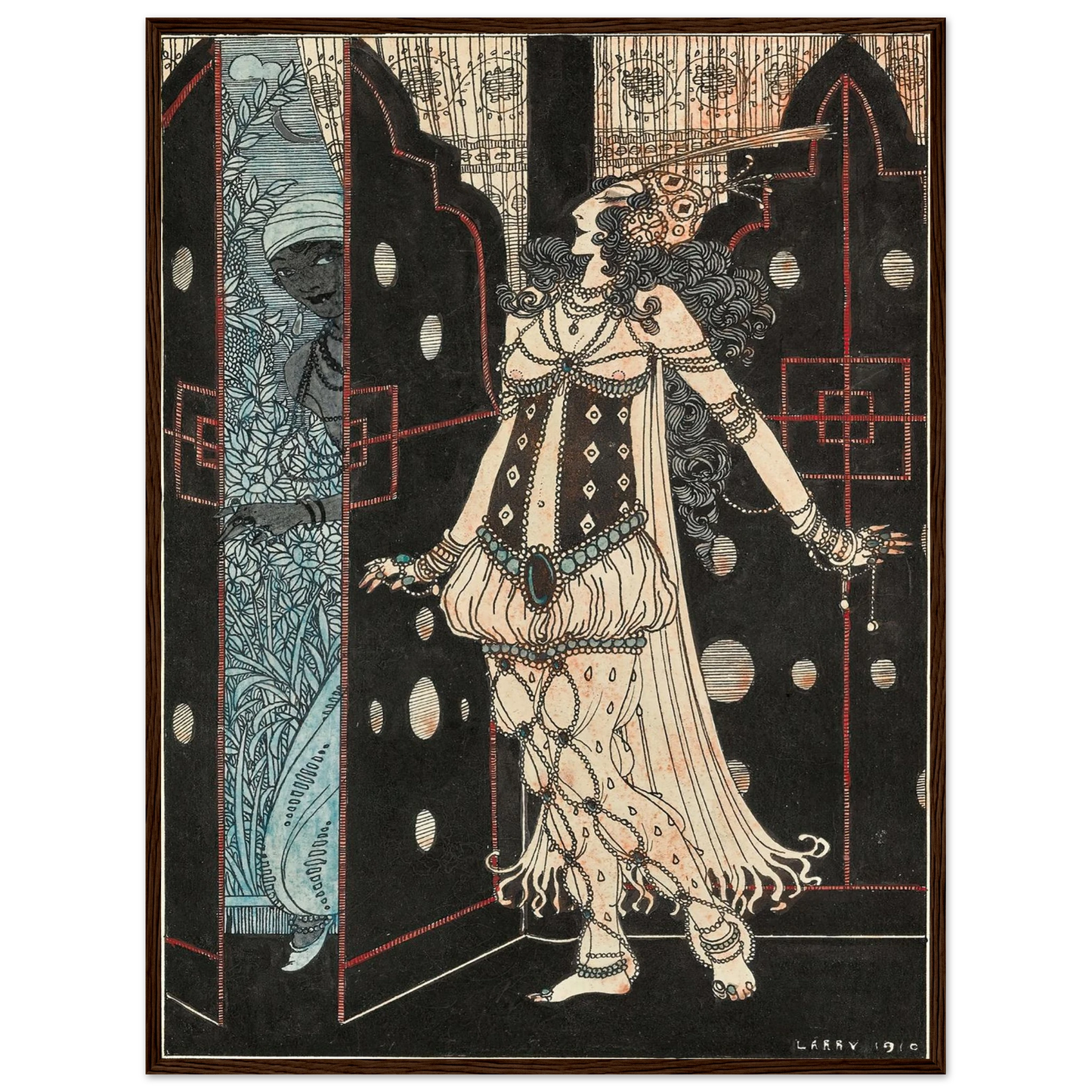 Ida Rubinstein and Vaslav Nijinsky in Scheherazade (1910) Art Print | George Barbier - Framed Poster - 30x40 cm / 12x16″ - Black frame