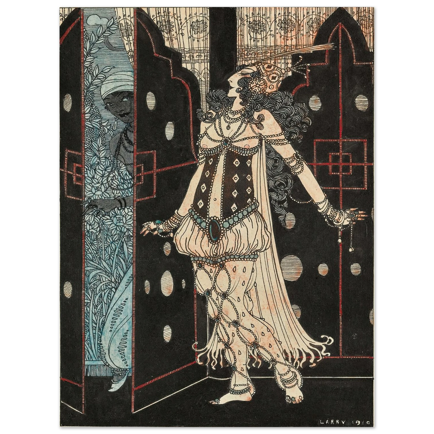 Ida Rubinstein and Vaslav Nijinsky in Scheherazade (1910) Art Print | George Barbier - Framed Poster - 30x40 cm / 12x16″ - Black frame