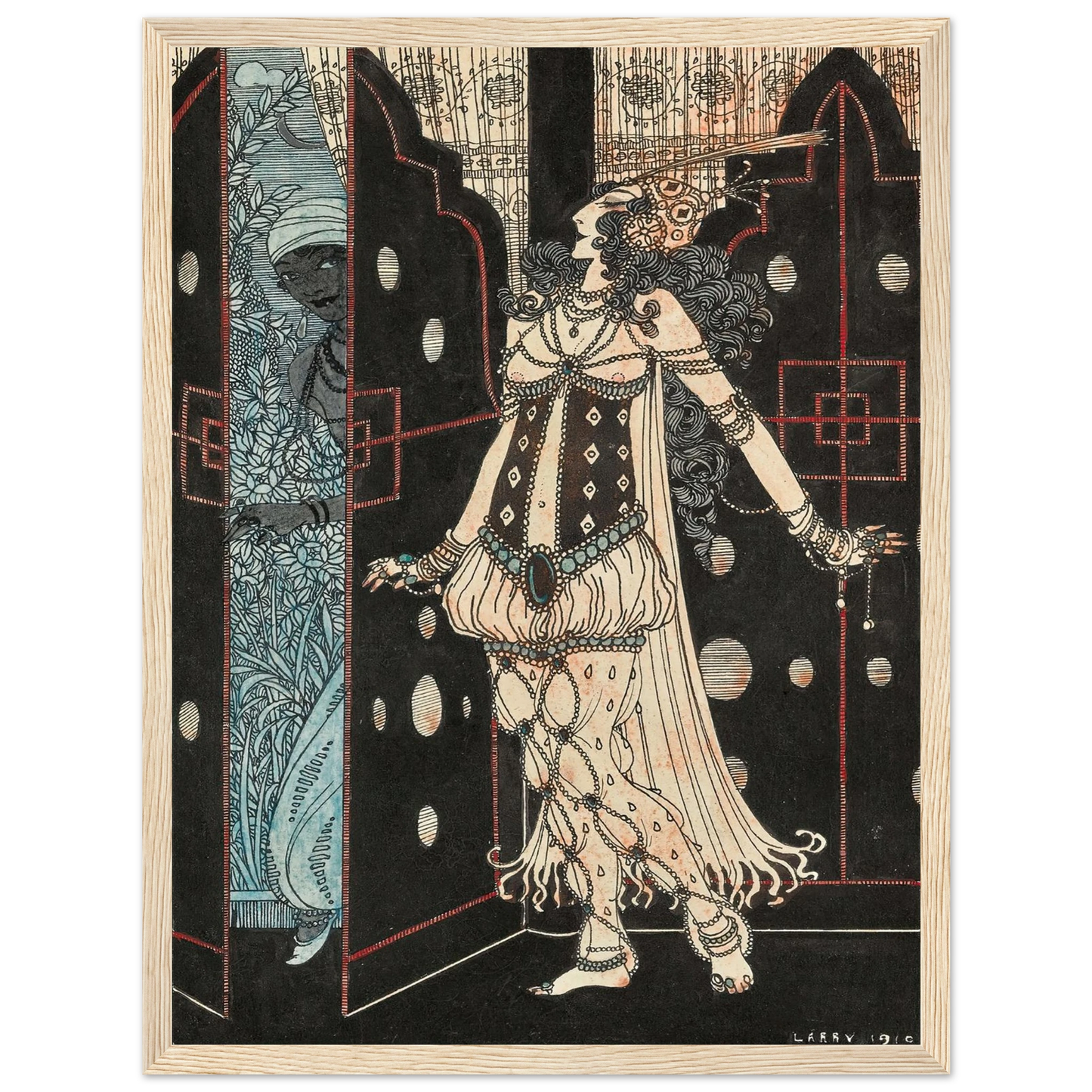 Ida Rubinstein and Vaslav Nijinsky in Scheherazade (1910) Art Print | George Barbier - Framed Poster - 30x40 cm / 12x16″ - Black frame