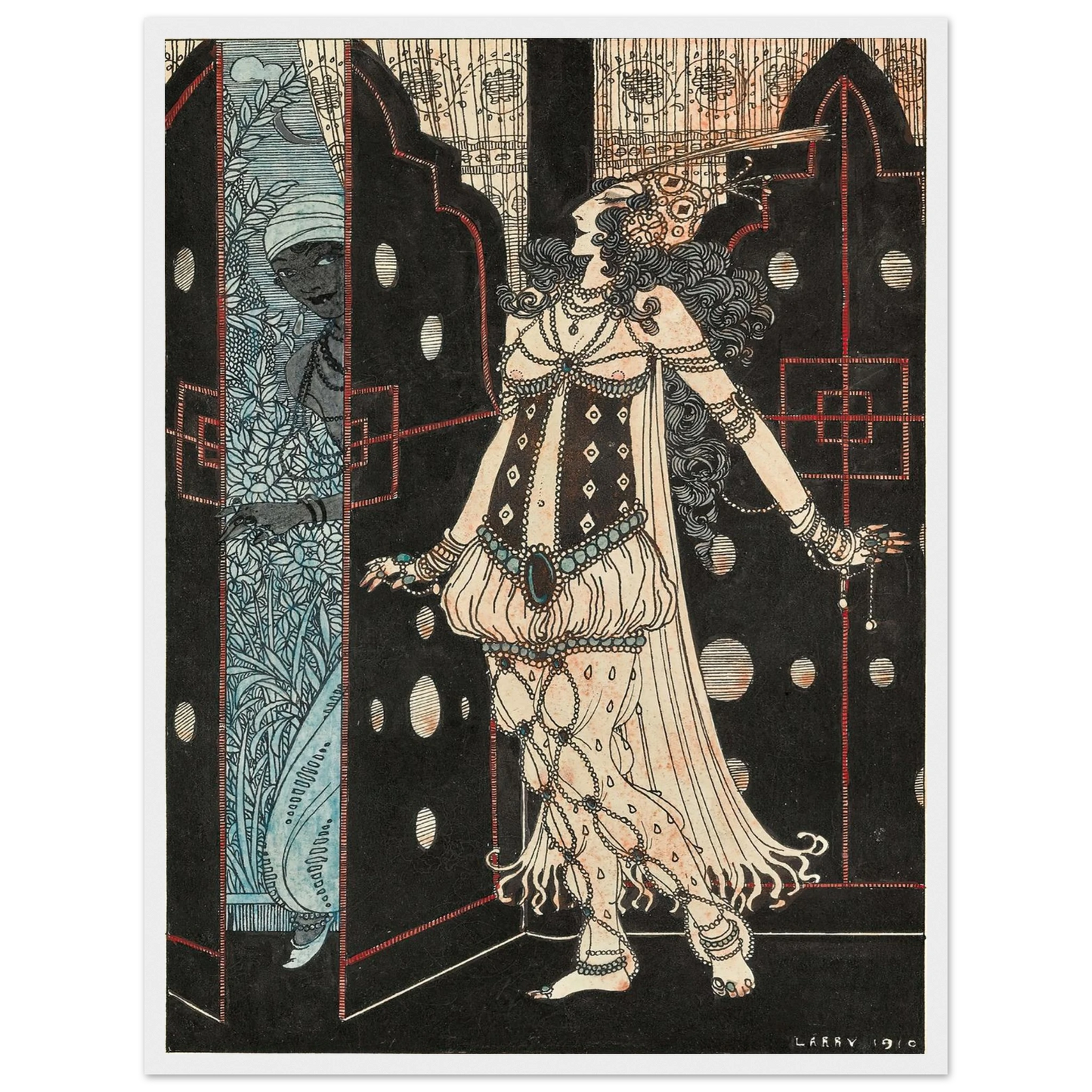 Ida Rubinstein and Vaslav Nijinsky in Scheherazade (1910) Art Print | George Barbier - Framed Poster - 30x40 cm / 12x16″ - Black frame