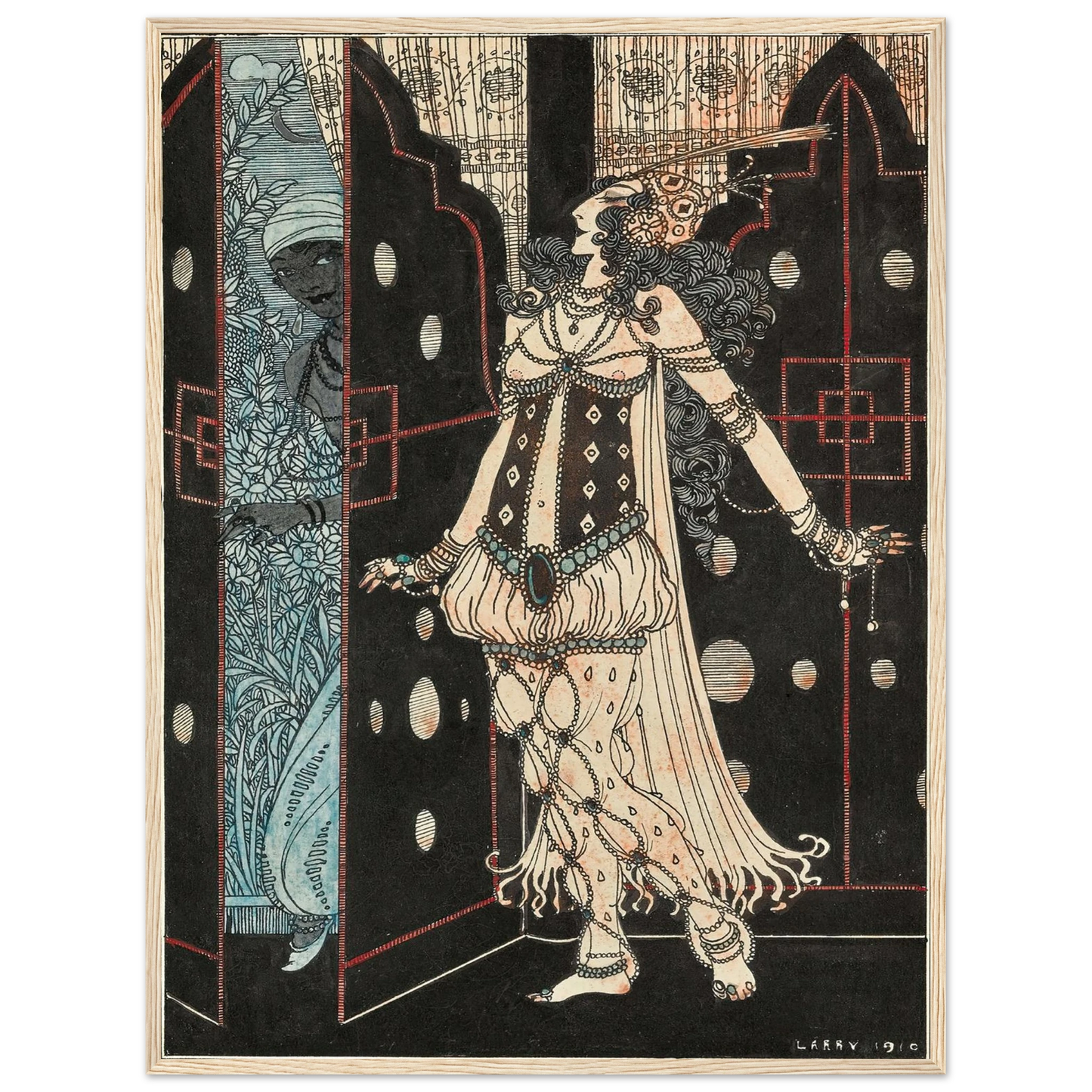 Ida Rubinstein and Vaslav Nijinsky in Scheherazade (1910) Art Print | George Barbier - Framed Poster - 30x40 cm / 12x16″ - Black frame