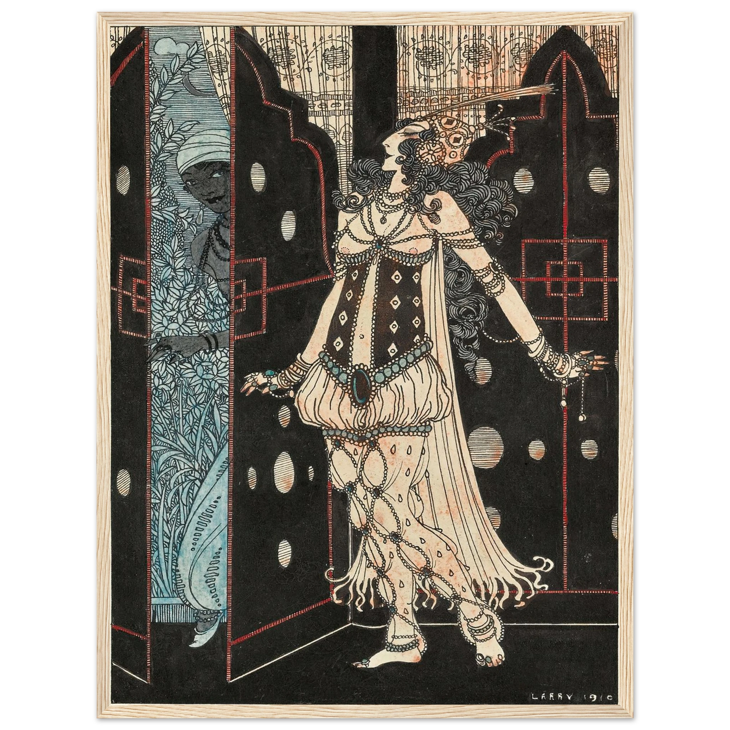 Ida Rubinstein and Vaslav Nijinsky in Scheherazade (1910) Art Print | George Barbier - Framed Poster - 30x40 cm / 12x16″ - Black frame