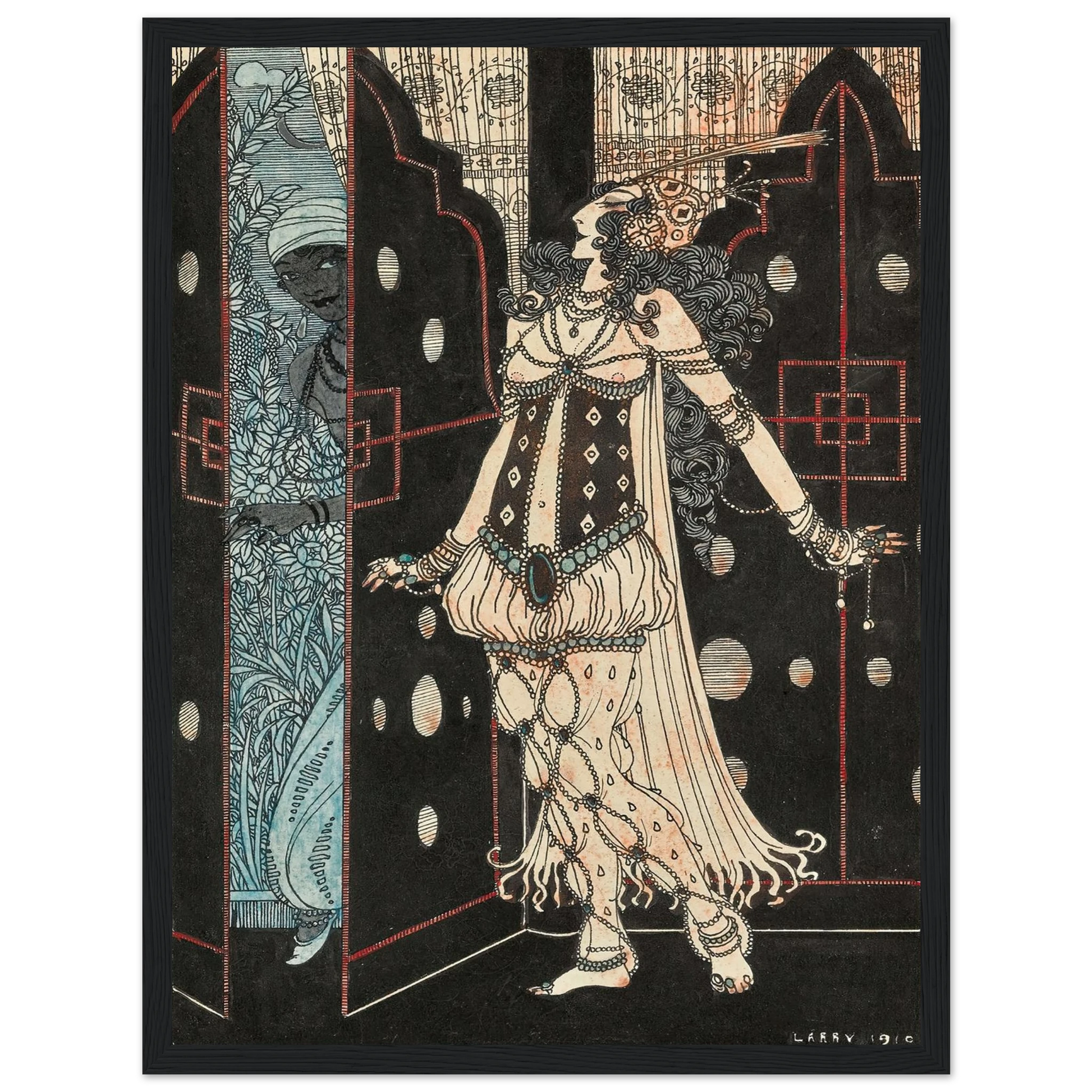 Ida Rubinstein and Vaslav Nijinsky in Scheherazade (1910) Art Print | George Barbier - Framed Poster - 30x40 cm / 12x16″ - Black frame
