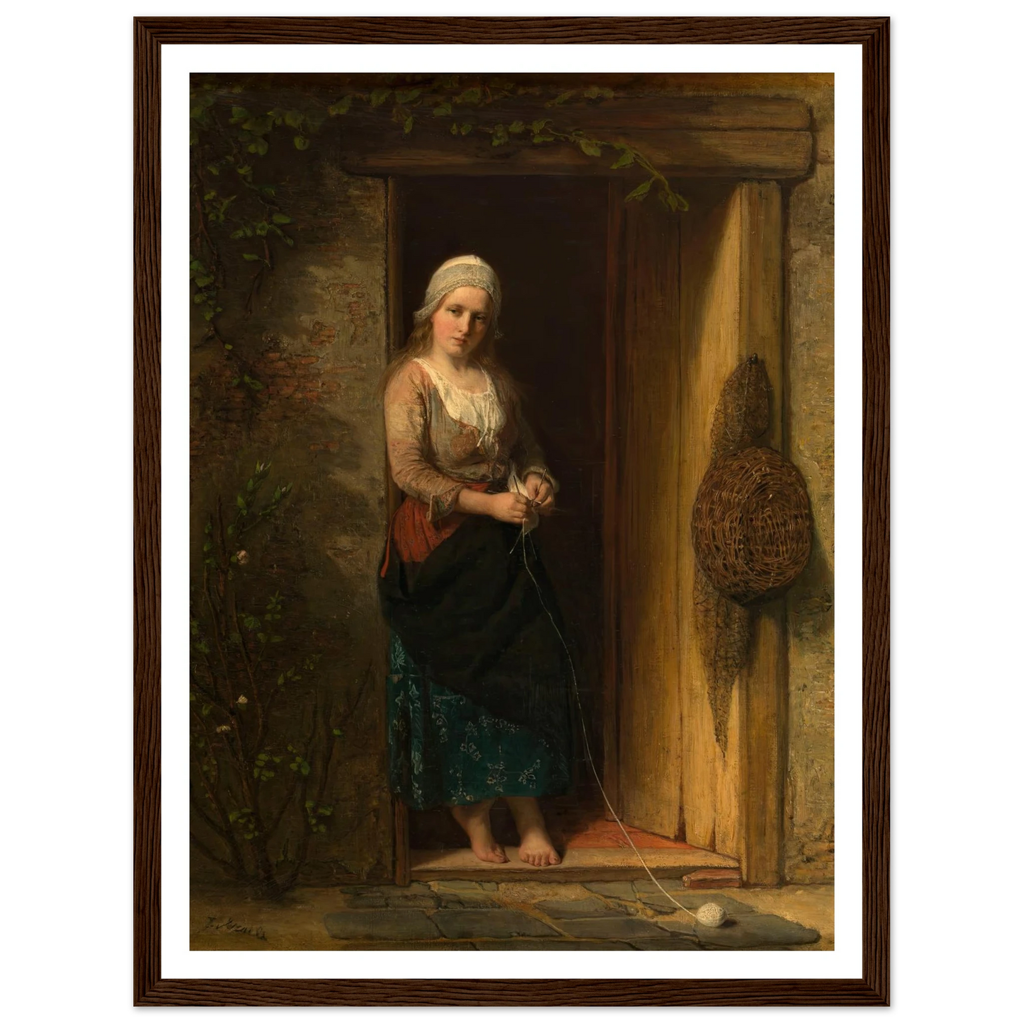 Ida, the Fisherman’s Daughter at the Doorway (1851) Art Print | Jozef Israels - Framed Poster - 30x40 cm / 12x16″ - Black frame