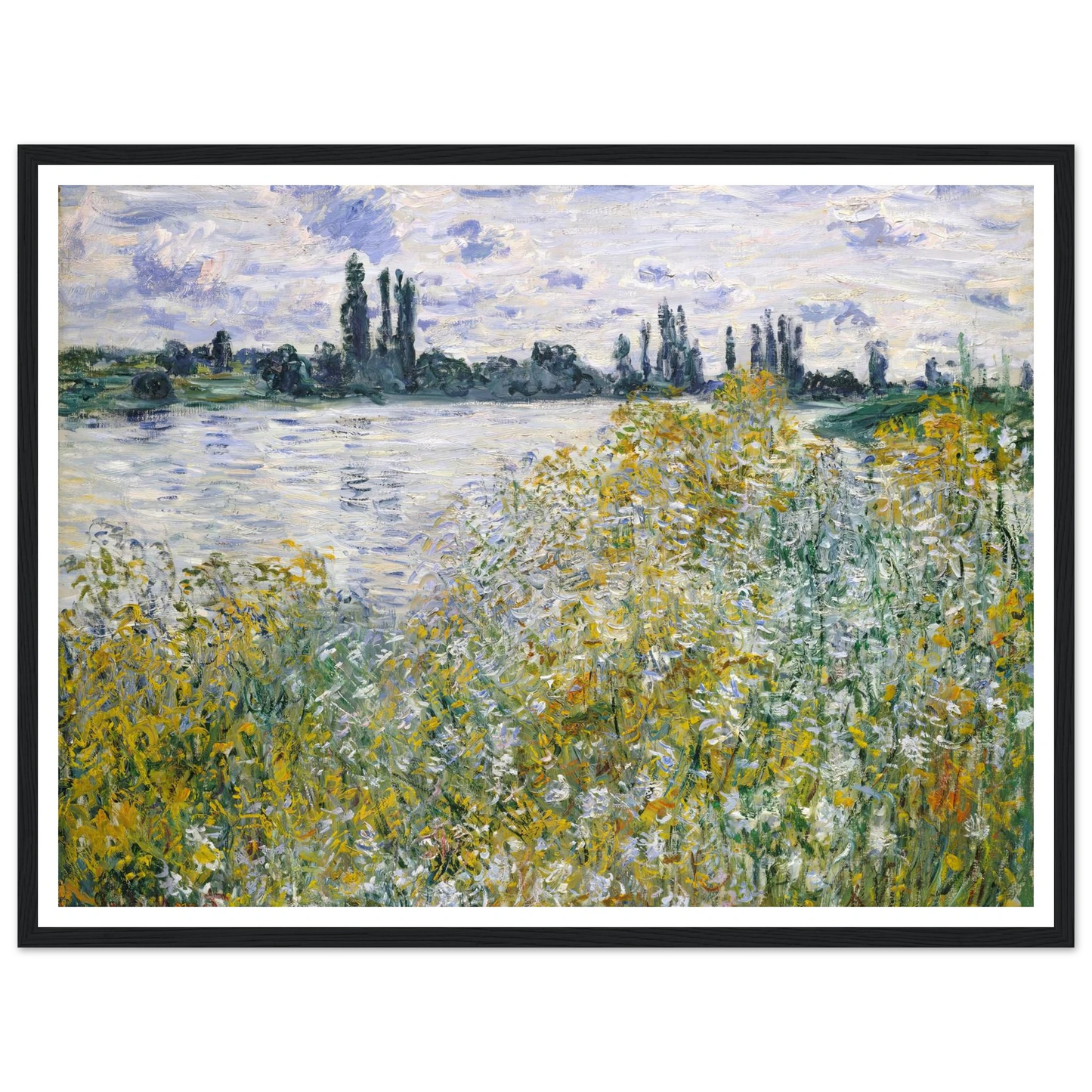 Île aux Fleurs near Vétheuil (1880) Art Print | Claude Monet - Framed Poster - 30x40 cm / 12x16″ - Black frame