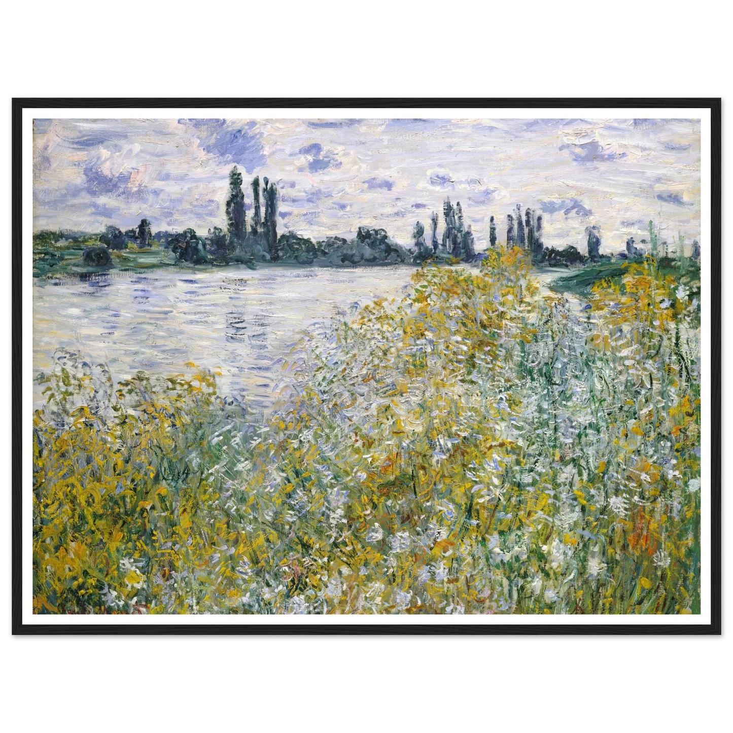 Île aux Fleurs near Vétheuil (1880) Art Print | Claude Monet - Framed Poster - 30x40 cm / 12x16″ - Black frame